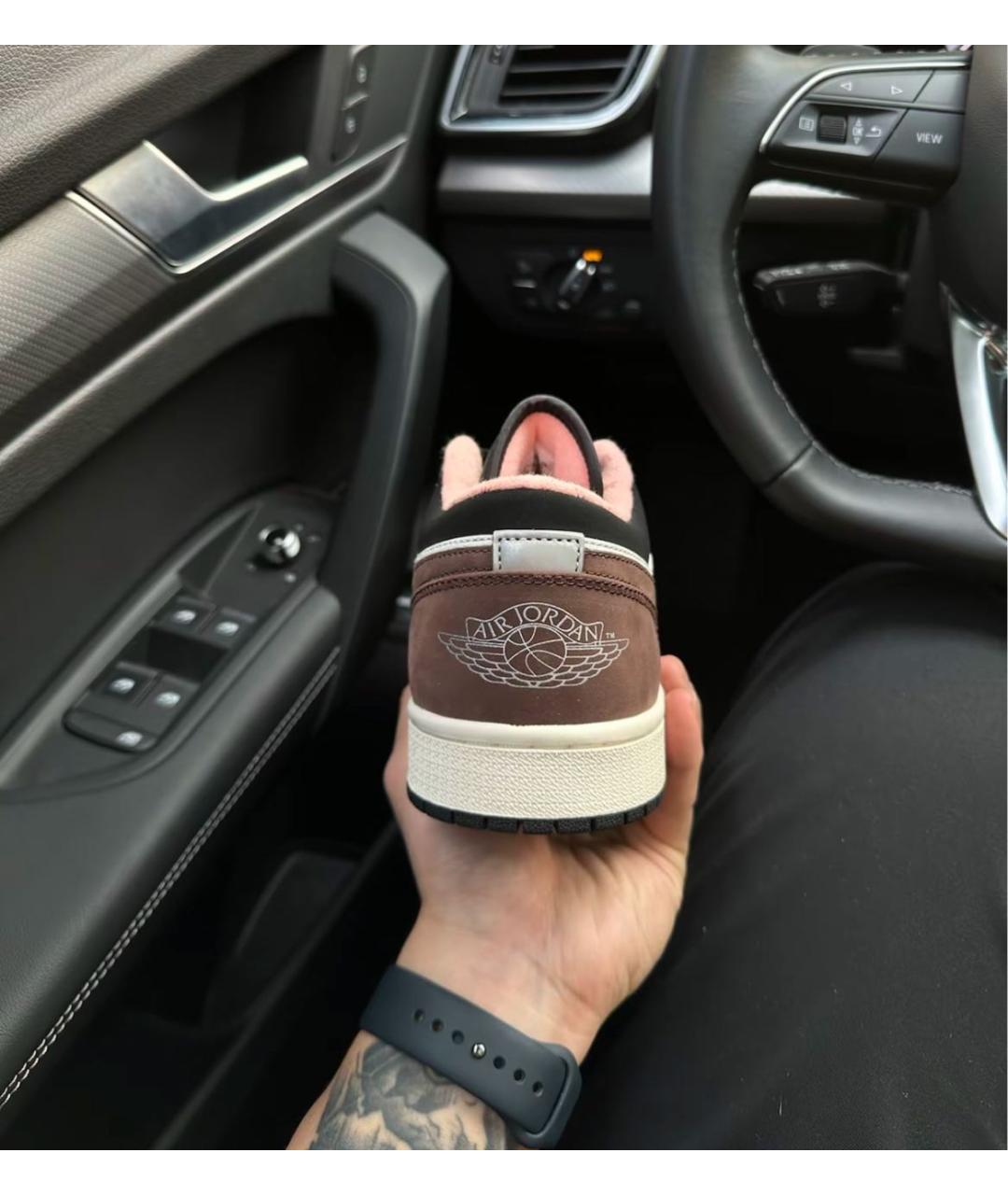 JORDAN Коричневые кожаные низкие кроссовки / кеды, фото 6
