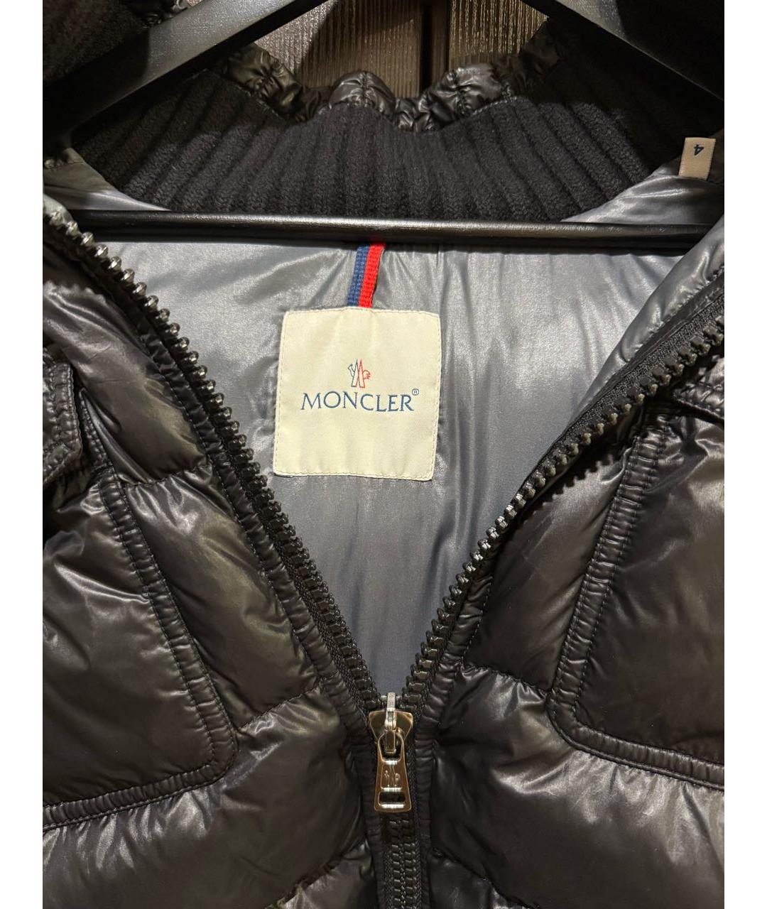 MONCLER Черная атласная куртка, фото 3