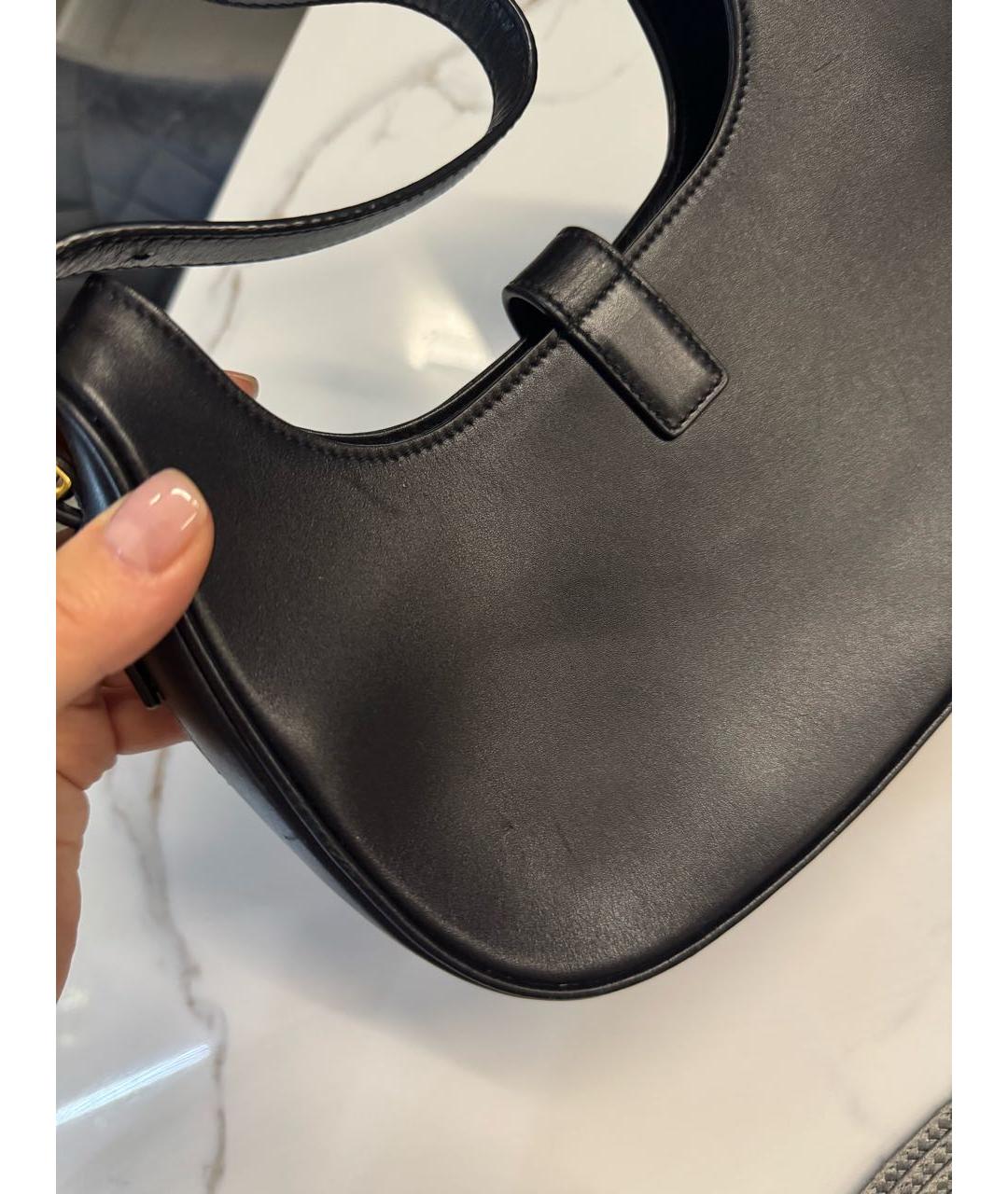 SAINT LAURENT Черная кожаная сумка с короткими ручками, фото 8