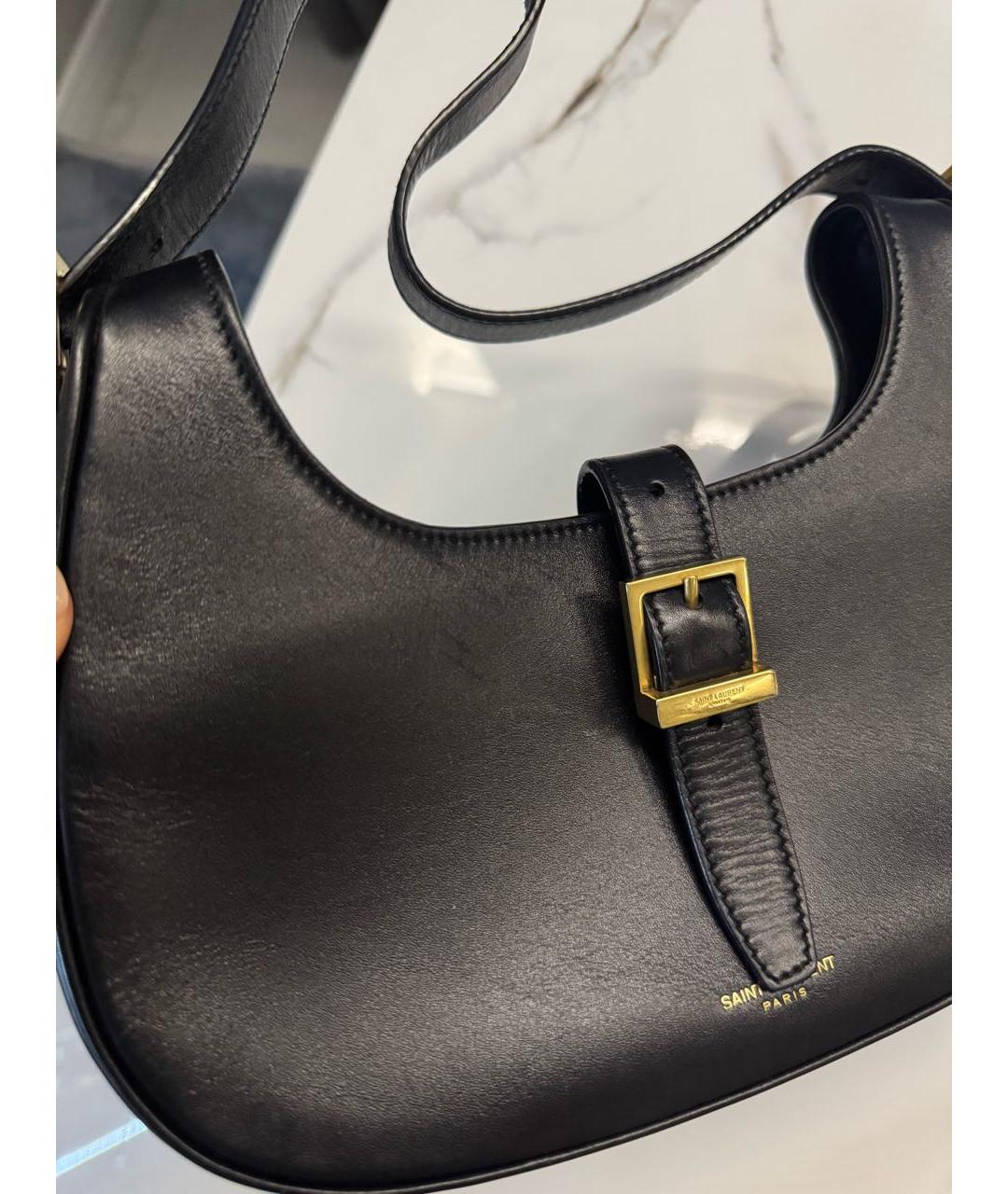 SAINT LAURENT Черная кожаная сумка с короткими ручками, фото 7