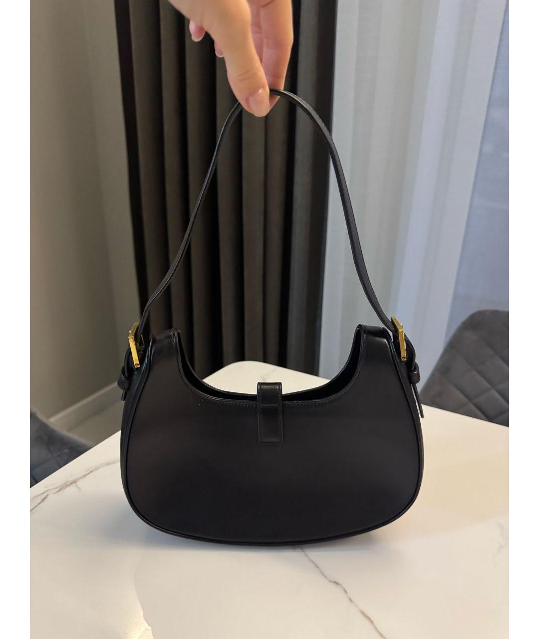 SAINT LAURENT Черная кожаная сумка с короткими ручками, фото 4