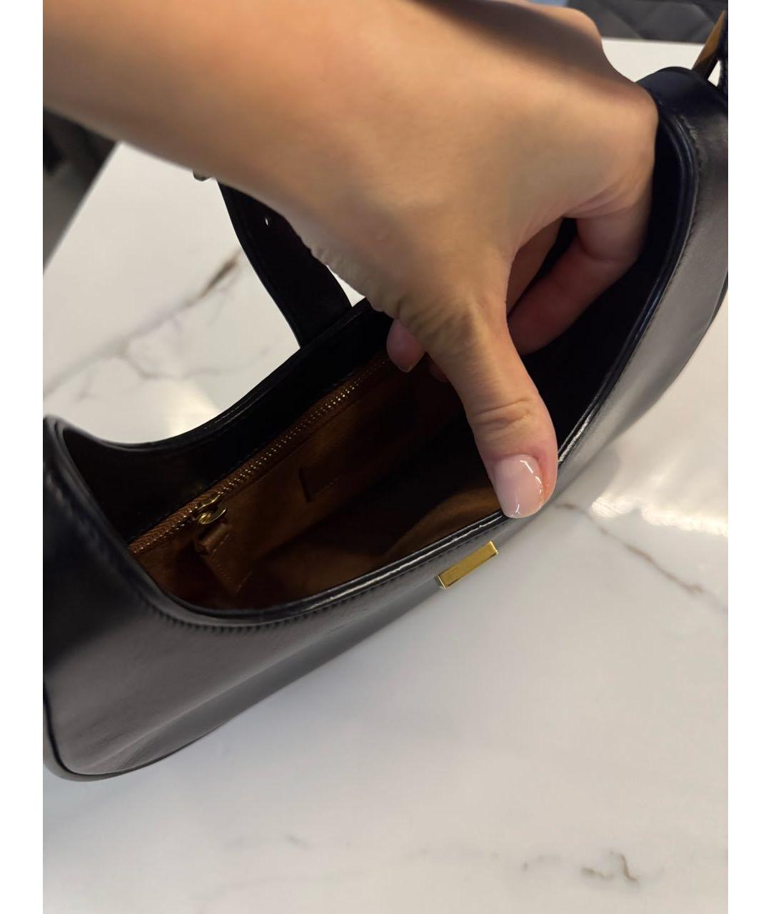 SAINT LAURENT Черная кожаная сумка с короткими ручками, фото 5