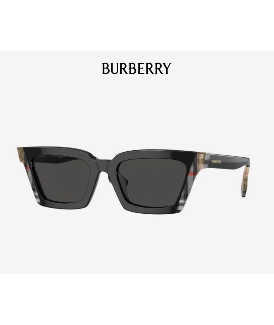 BURBERRY Черные пластиковые солнцезащитные очки, фото 4