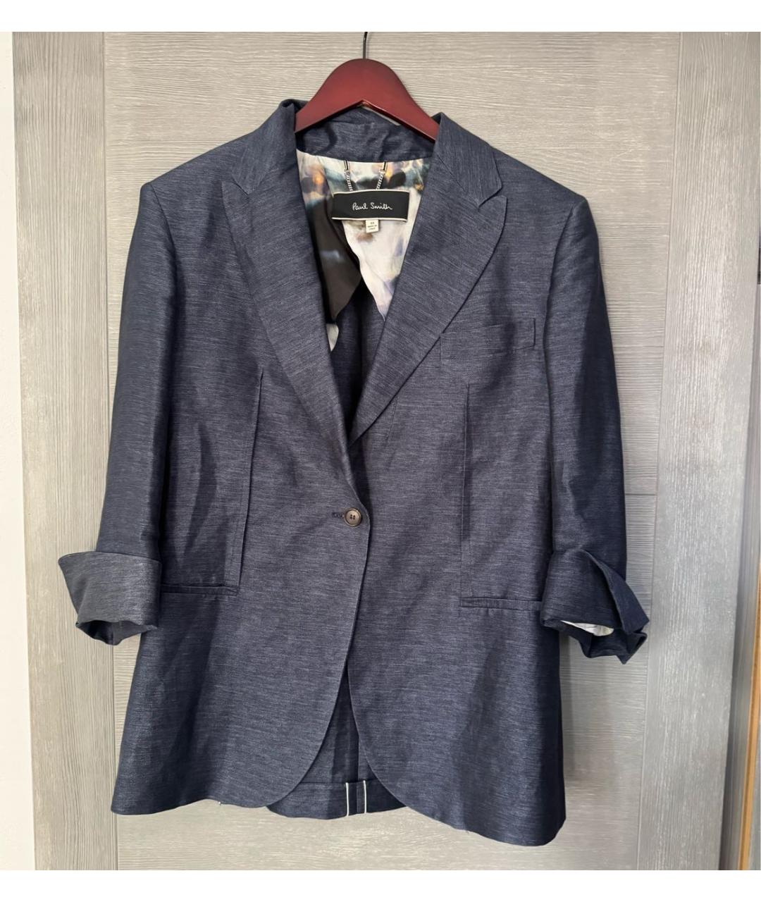 PAUL SMITH Темно-синий льняной жакет/пиджак, фото 8