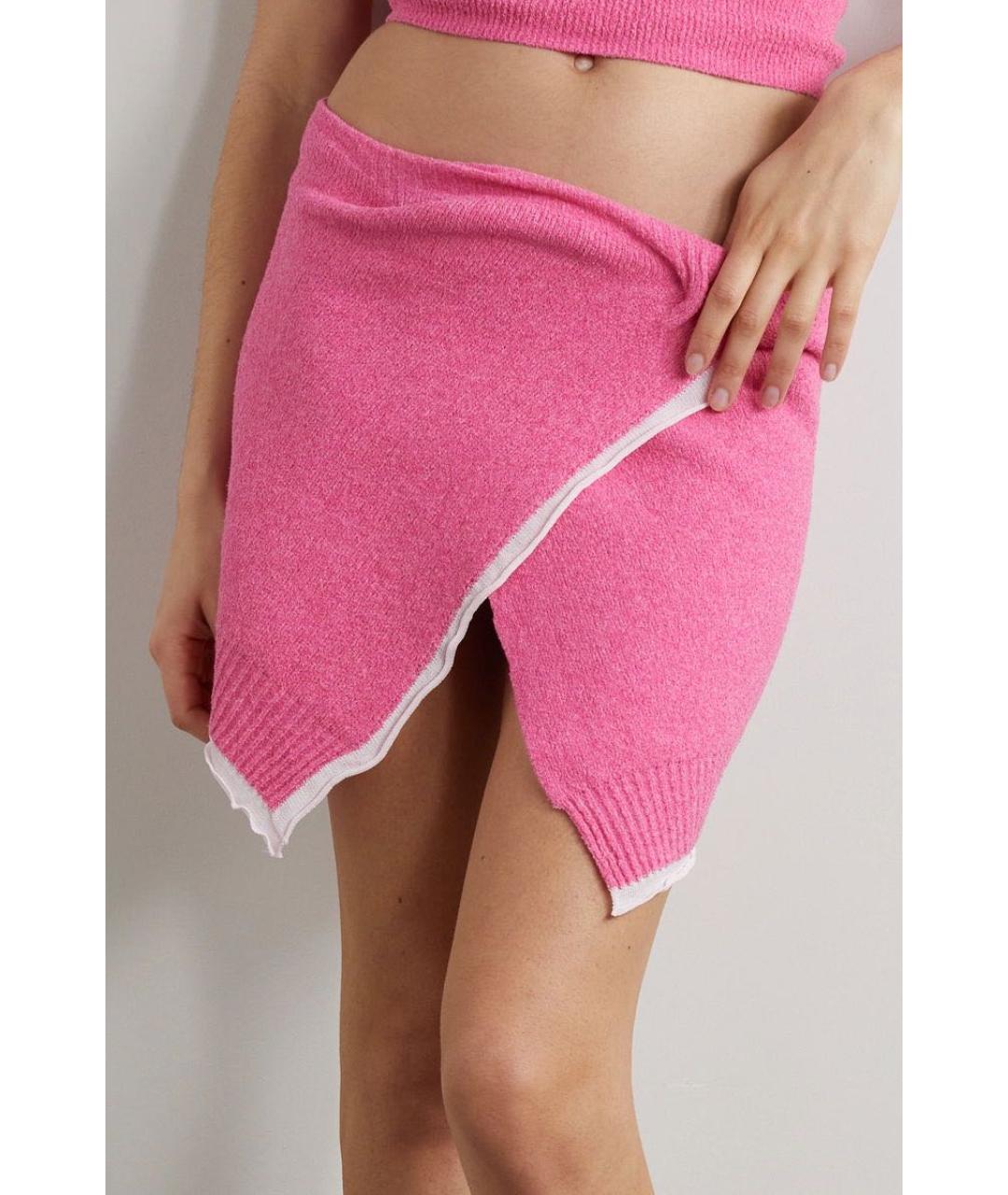 JACQUEMUS Розовая хлопковая юбка мини, фото 2