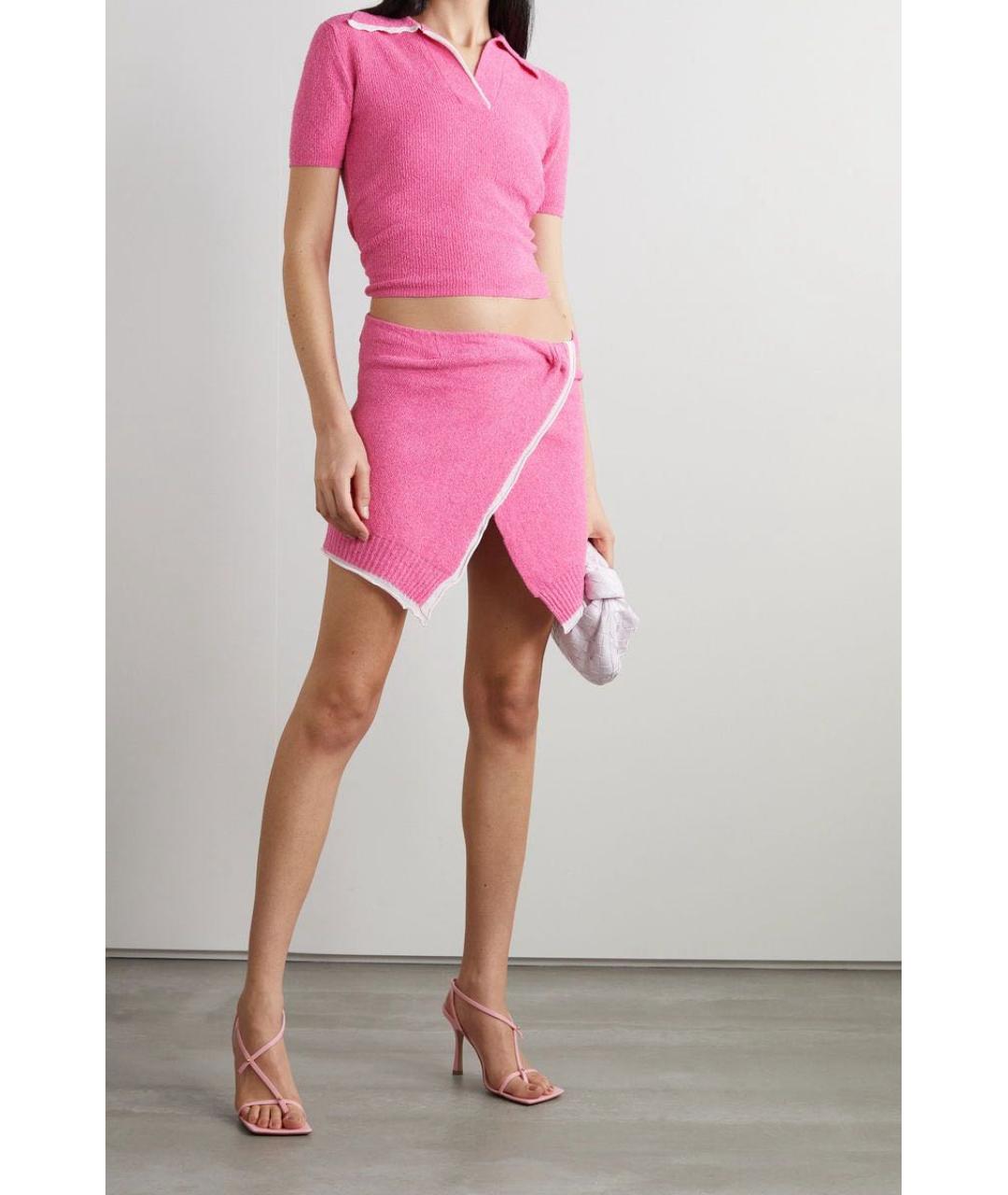 JACQUEMUS Розовая хлопковая юбка мини, фото 3