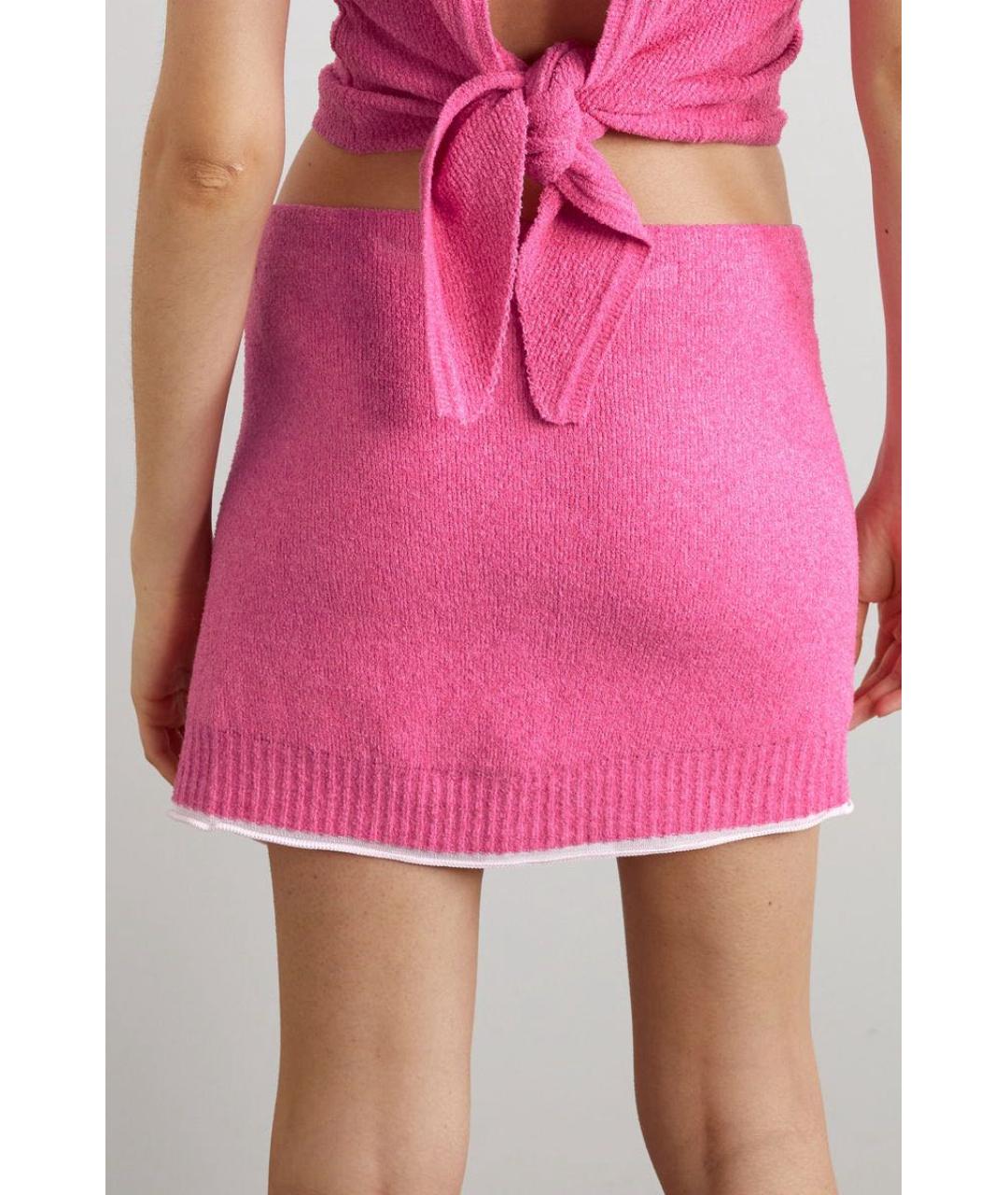 JACQUEMUS Розовая хлопковая юбка мини, фото 4