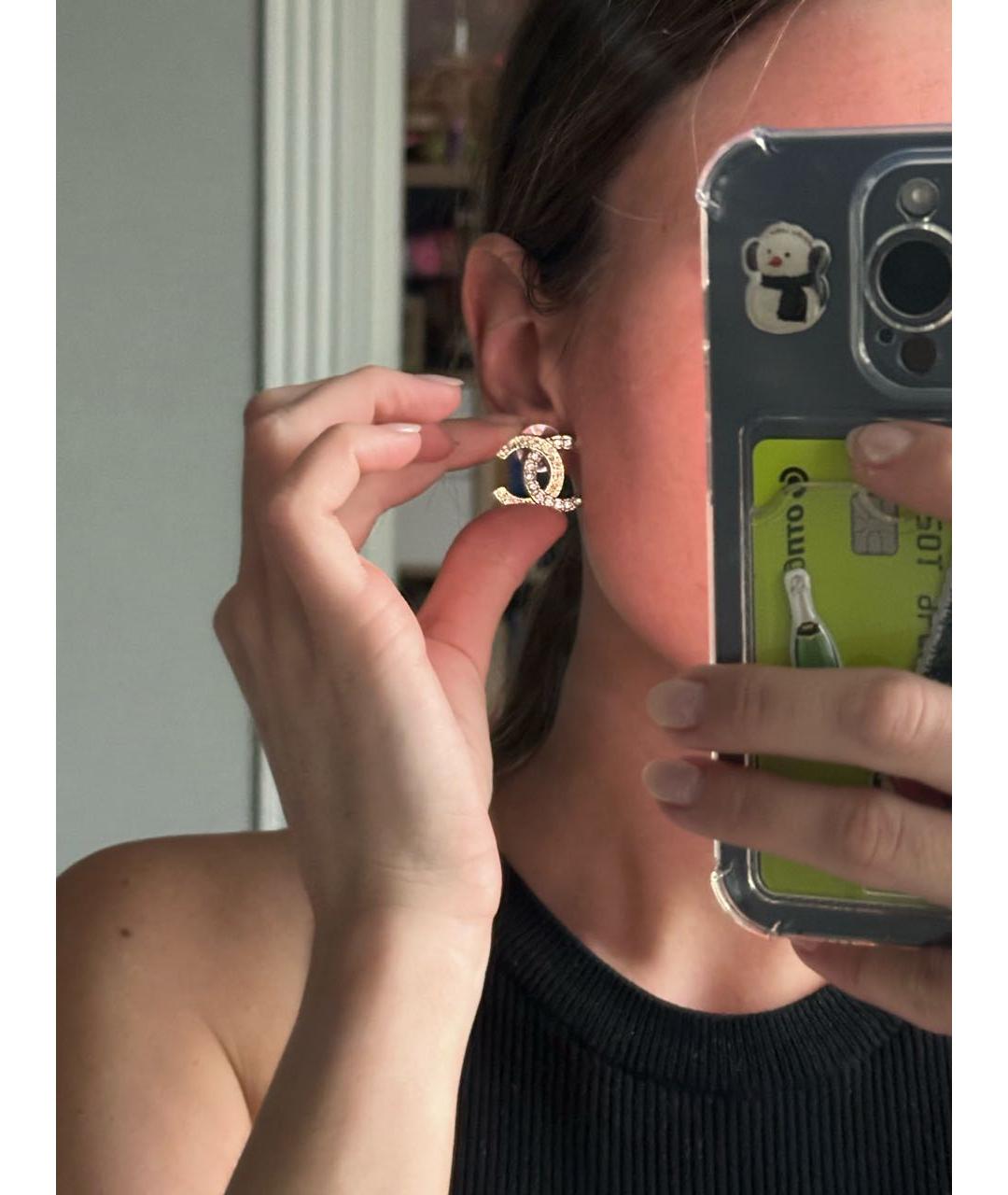 CHANEL Золотые металлические серьги, фото 6