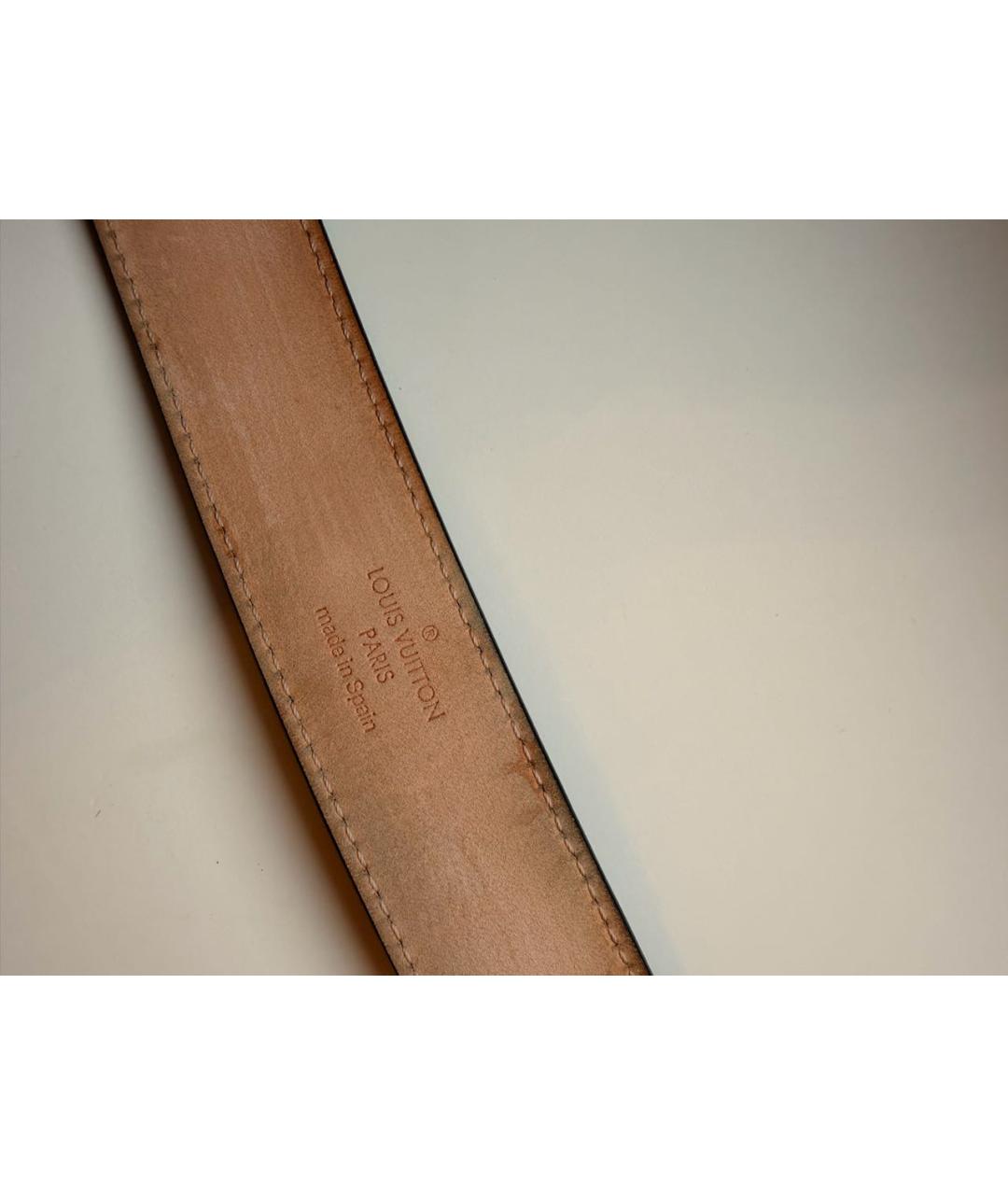 LOUIS VUITTON Черный кожаный ремень, фото 3