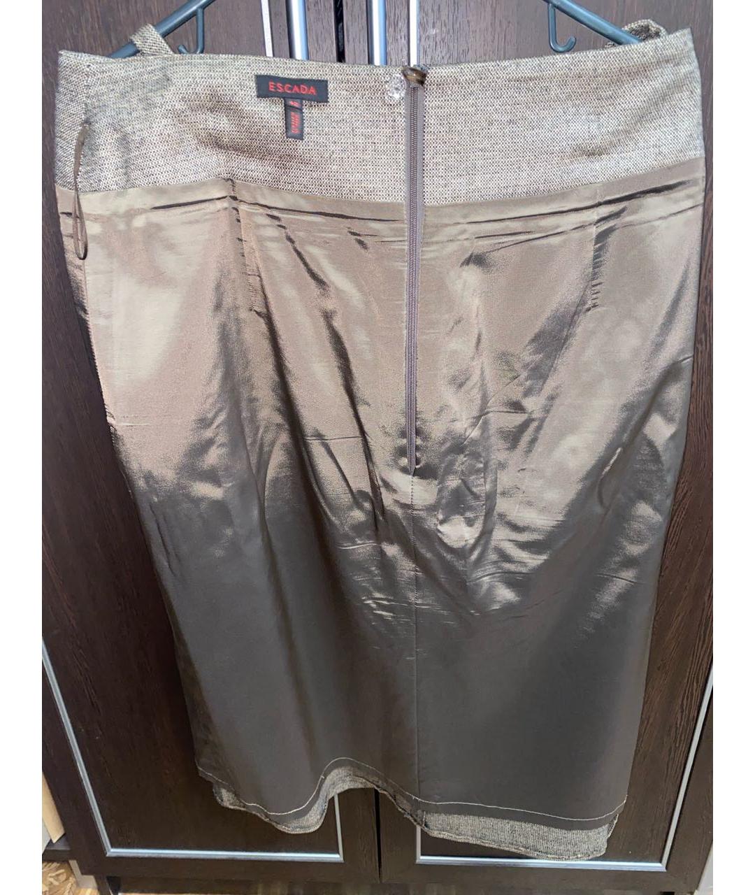 ESCADA Коричневая шерстяная юбка миди, фото 3