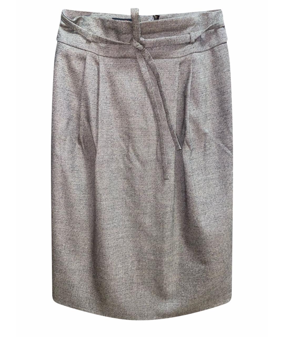 ESCADA Коричневая шерстяная юбка миди, фото 1