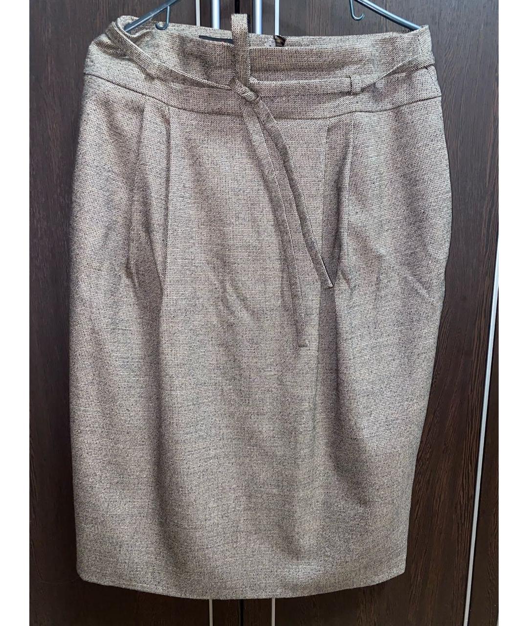 ESCADA Коричневая шерстяная юбка миди, фото 5