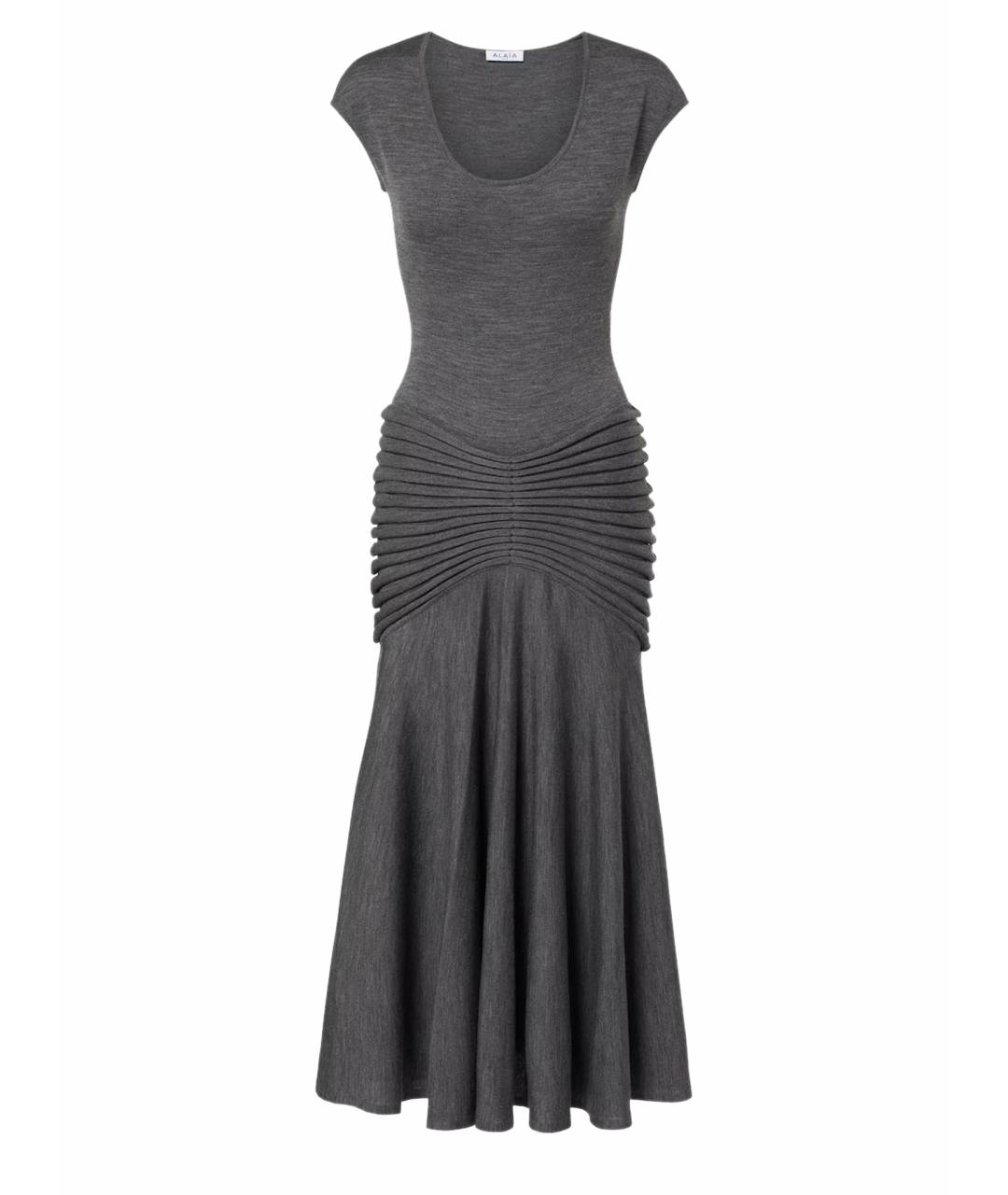ALAIA Серое шерстяное повседневное платье, фото 1
