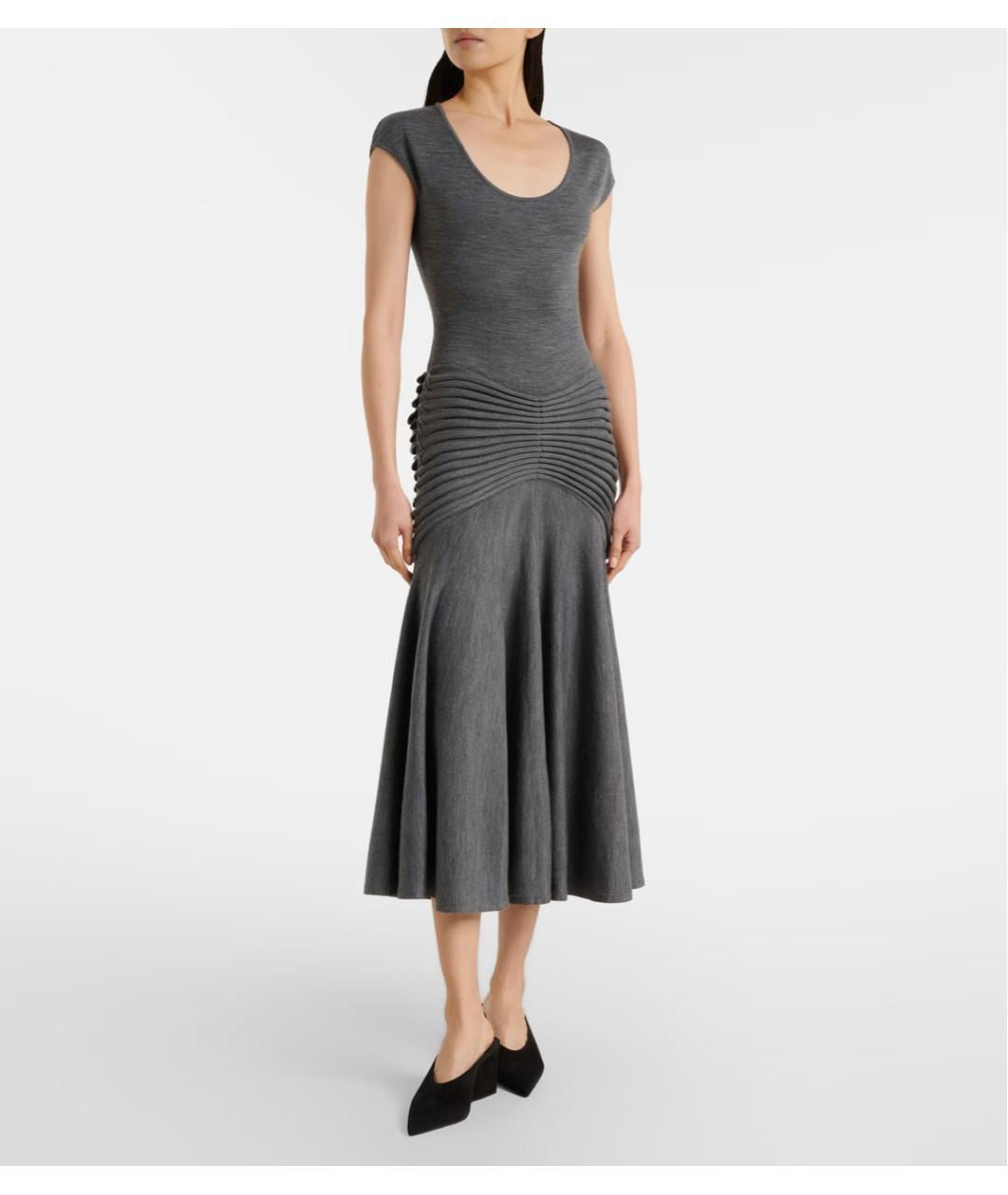 ALAIA Серое шерстяное повседневное платье, фото 2