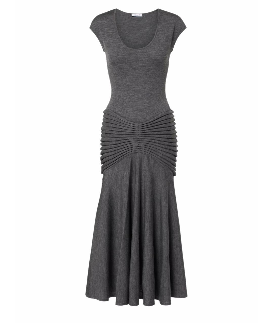 ALAIA Серое шерстяное повседневное платье, фото 9