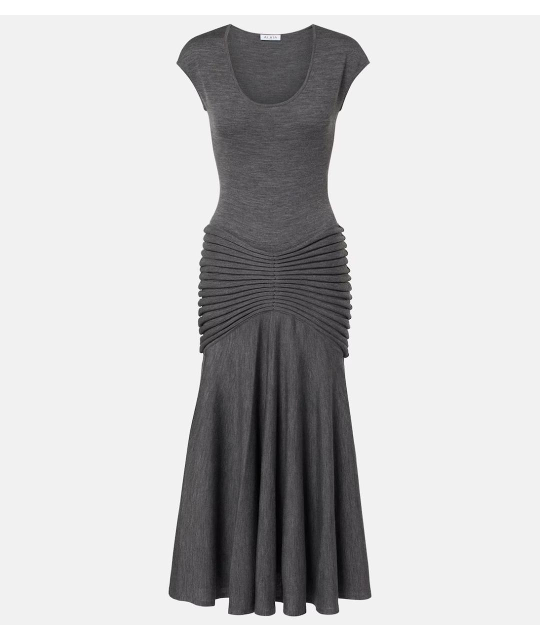 ALAIA Серое шерстяное повседневное платье, фото 8