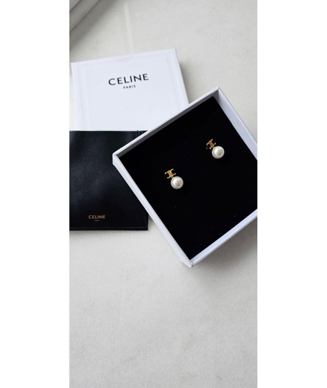 CELINE Золотые металлические серьги, фото 2