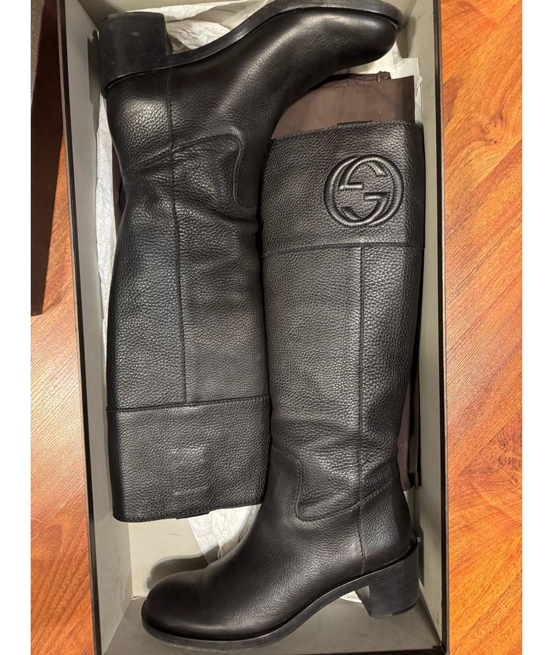 GUCCI Черные кожаные сапоги, фото 2