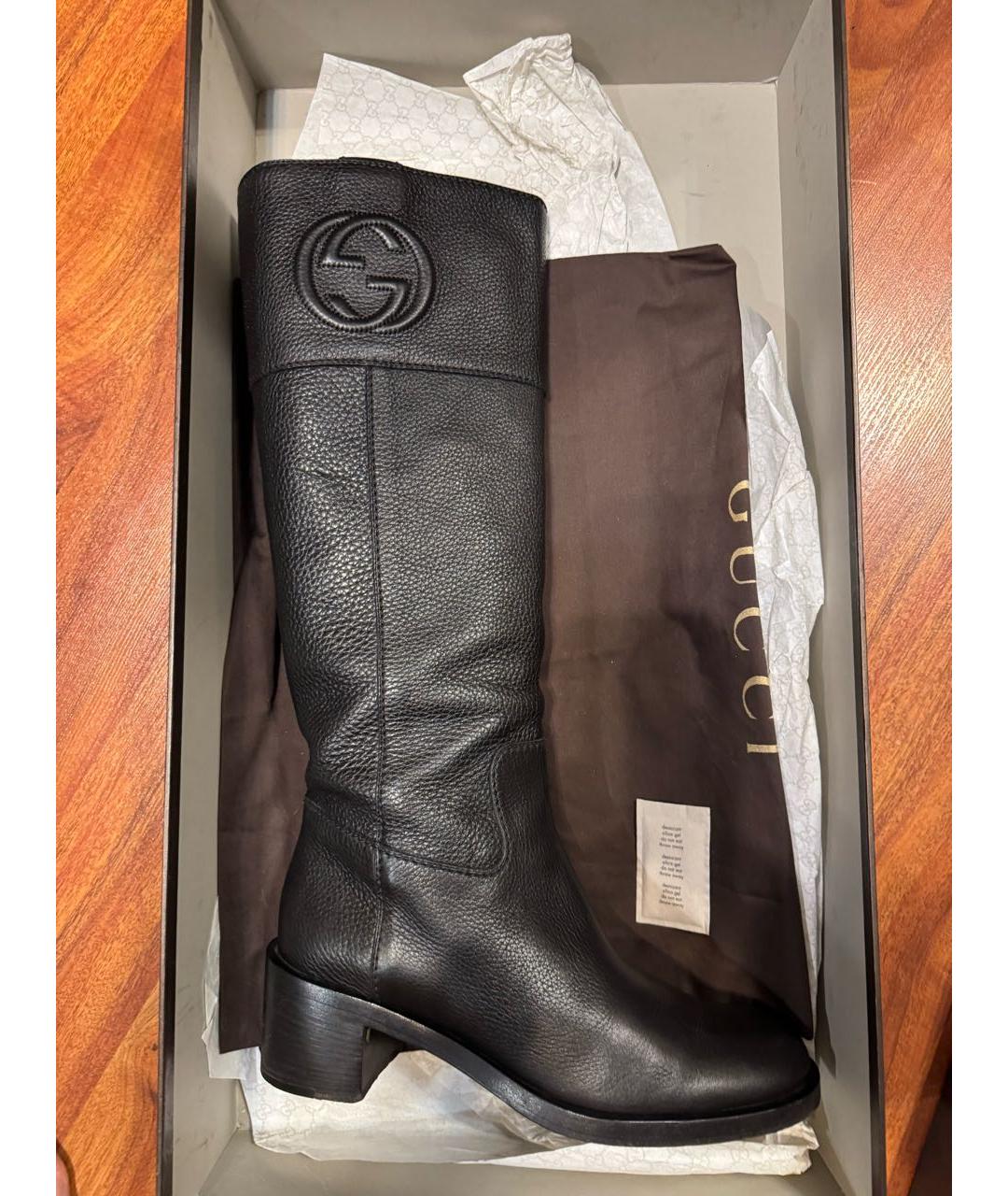 GUCCI Черные кожаные сапоги, фото 8