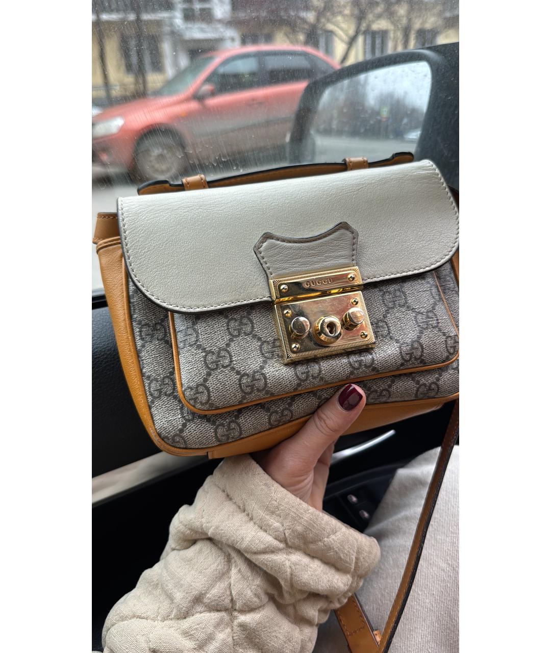 GUCCI Бежевая кожаная сумка через плечо, фото 2