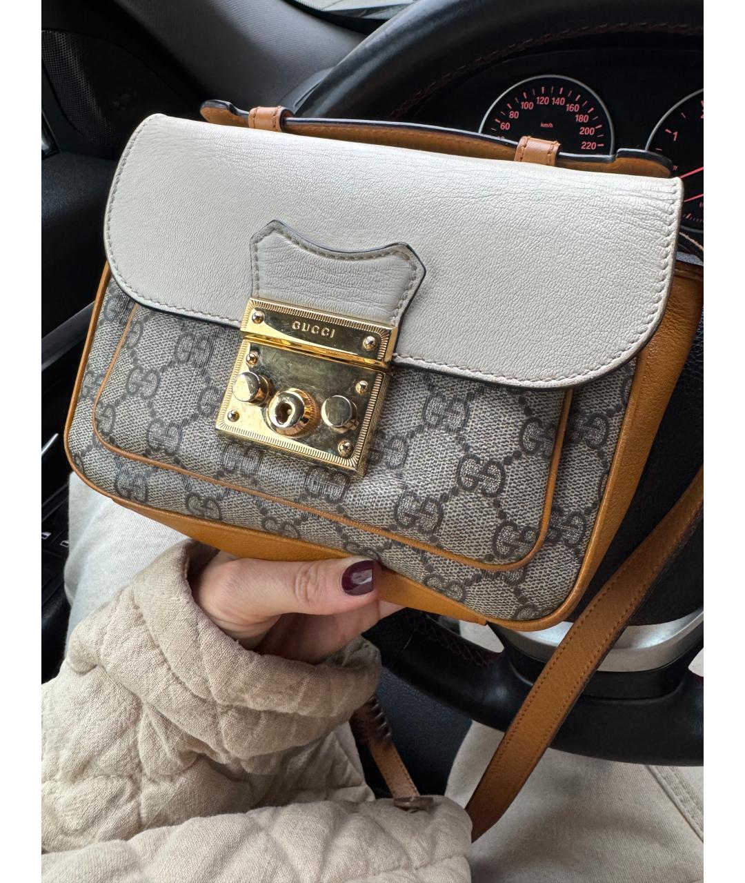 GUCCI Бежевая кожаная сумка через плечо, фото 3