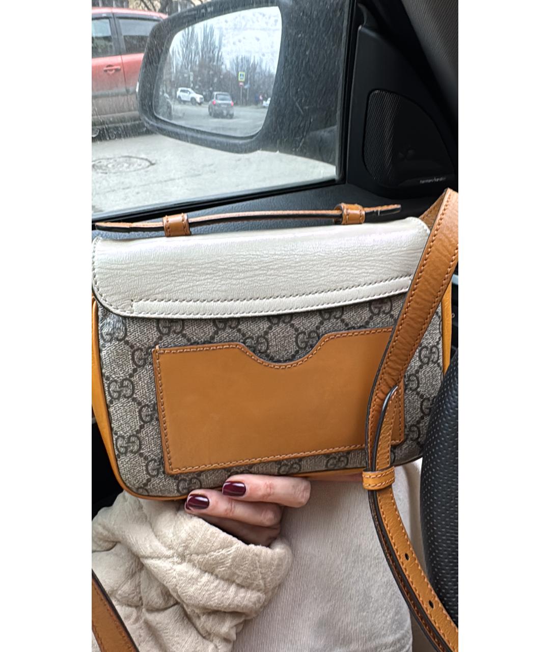 GUCCI Бежевая кожаная сумка через плечо, фото 4