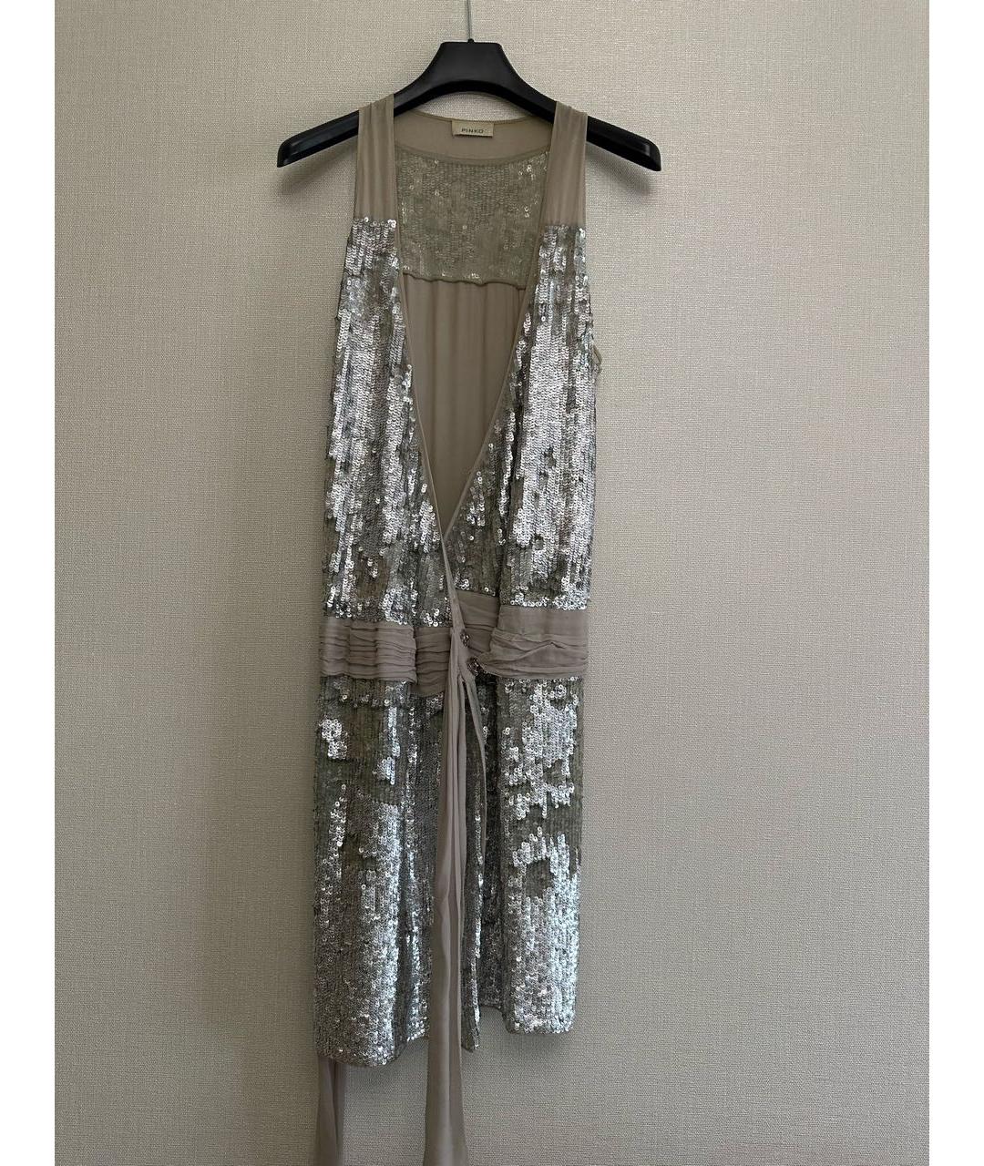 PINKO Серебряное вечернее платье, фото 5