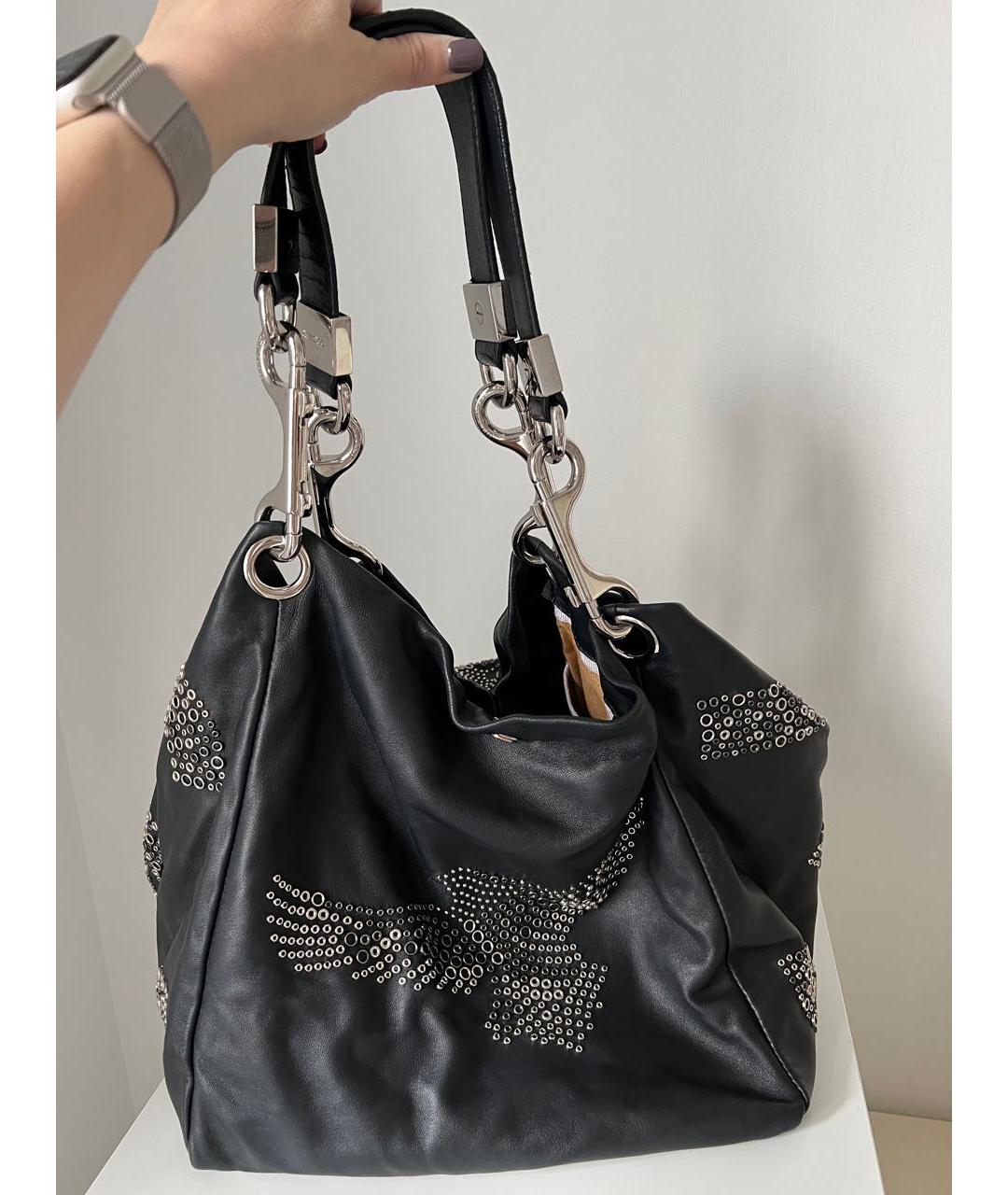 JIMMY CHOO Черная кожаная сумка тоут, фото 2