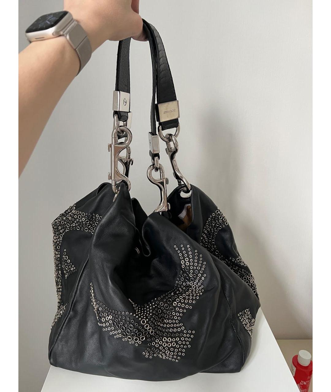 JIMMY CHOO Черная кожаная сумка тоут, фото 4