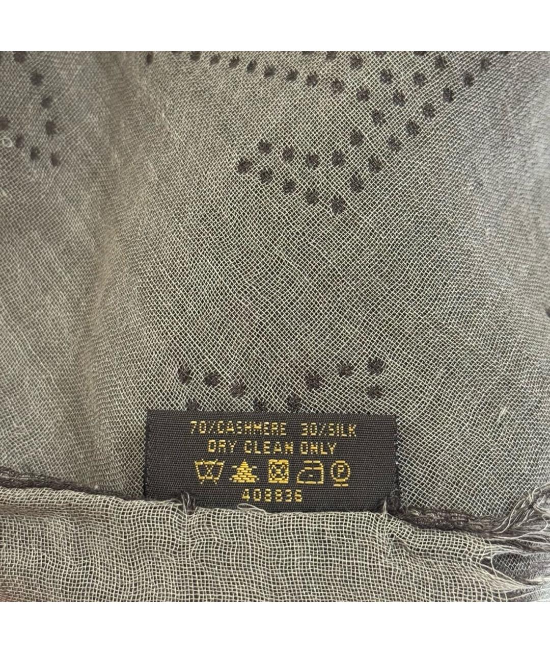 LOUIS VUITTON Серый кашемировый шарф, фото 6