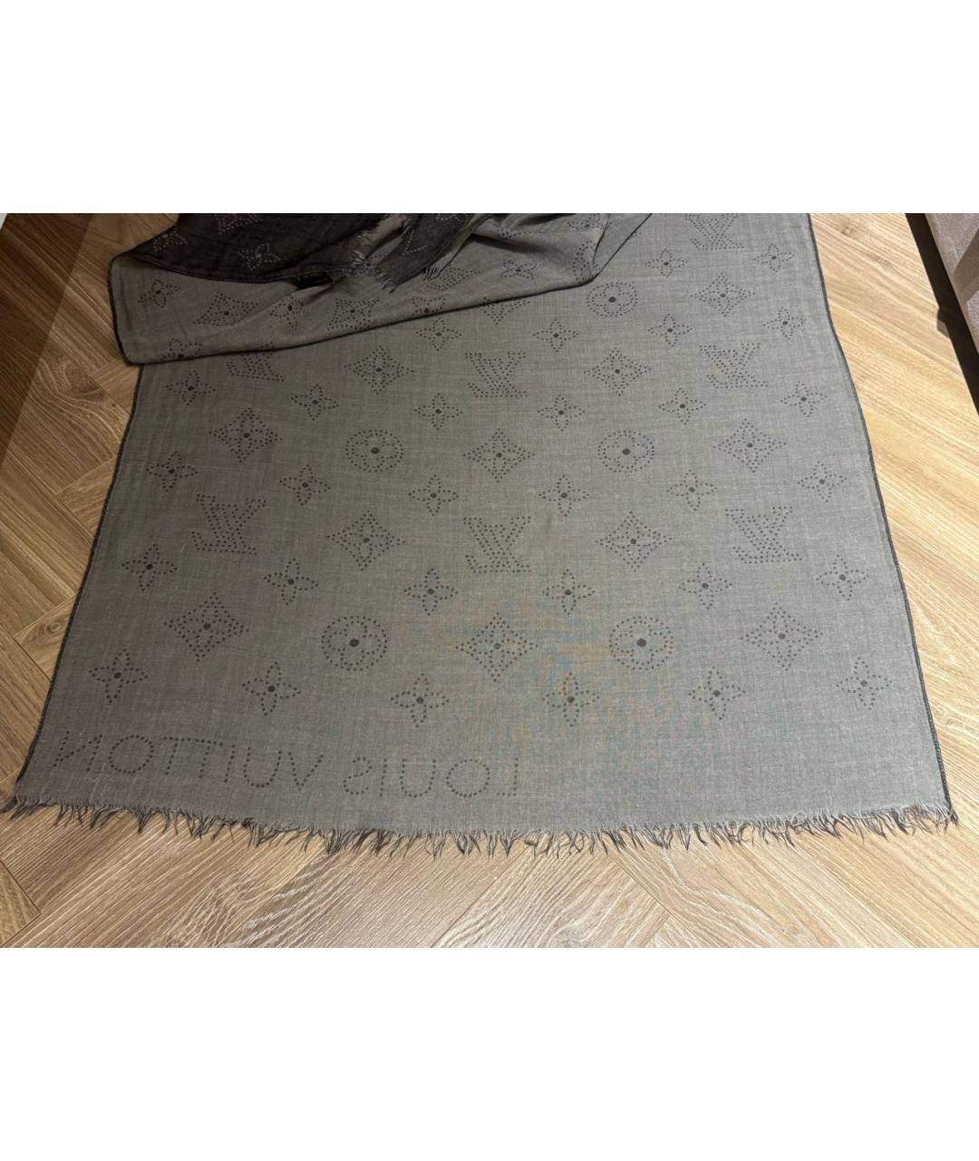 LOUIS VUITTON Серый кашемировый шарф, фото 8