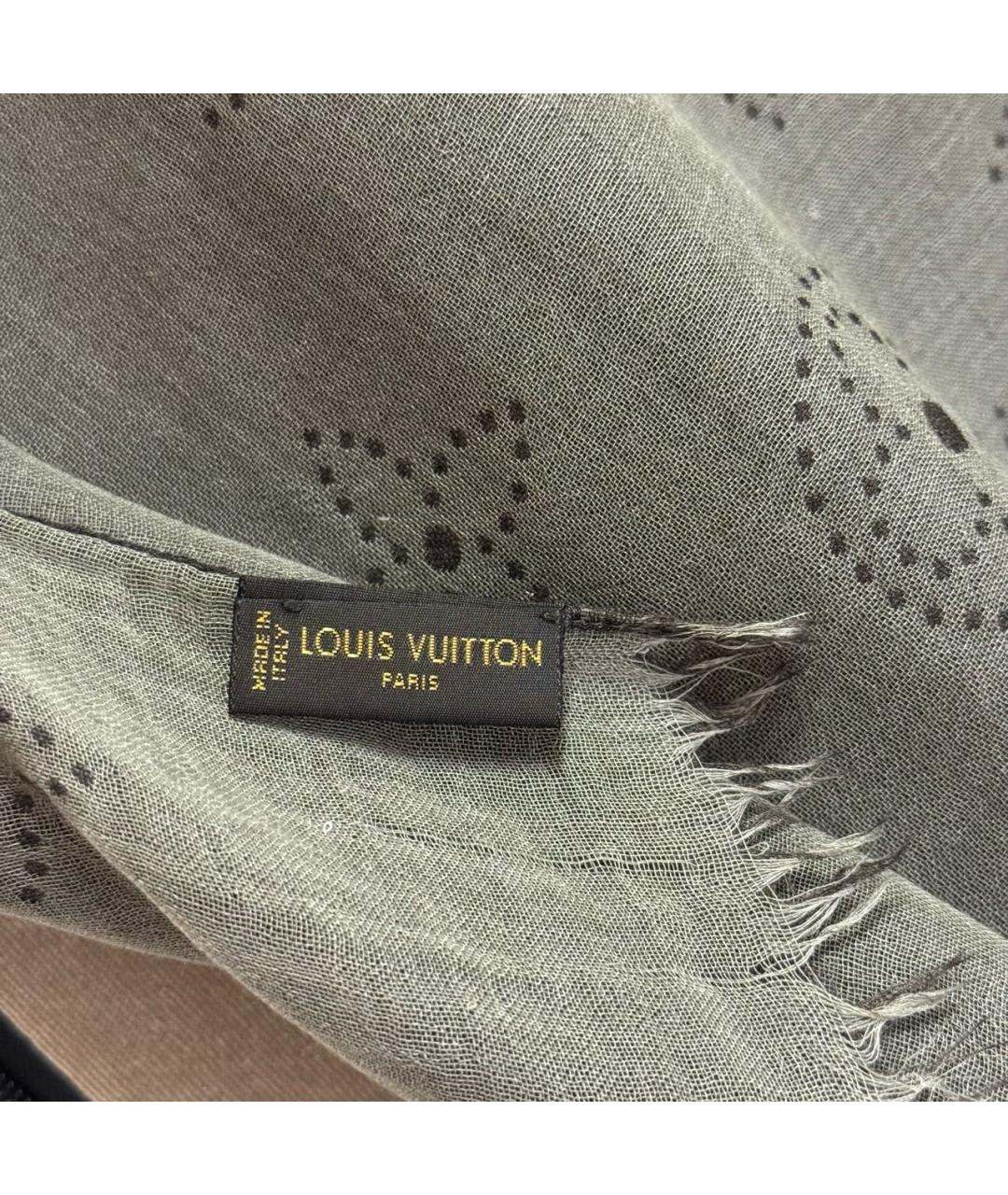 LOUIS VUITTON Серый кашемировый шарф, фото 5