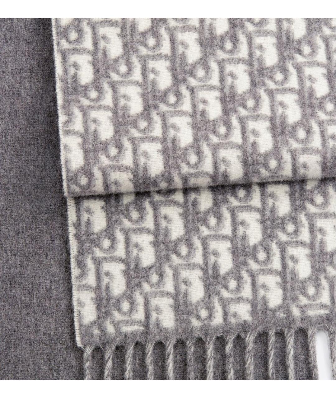 CHRISTIAN DIOR Серый кашемировый шарф, фото 3