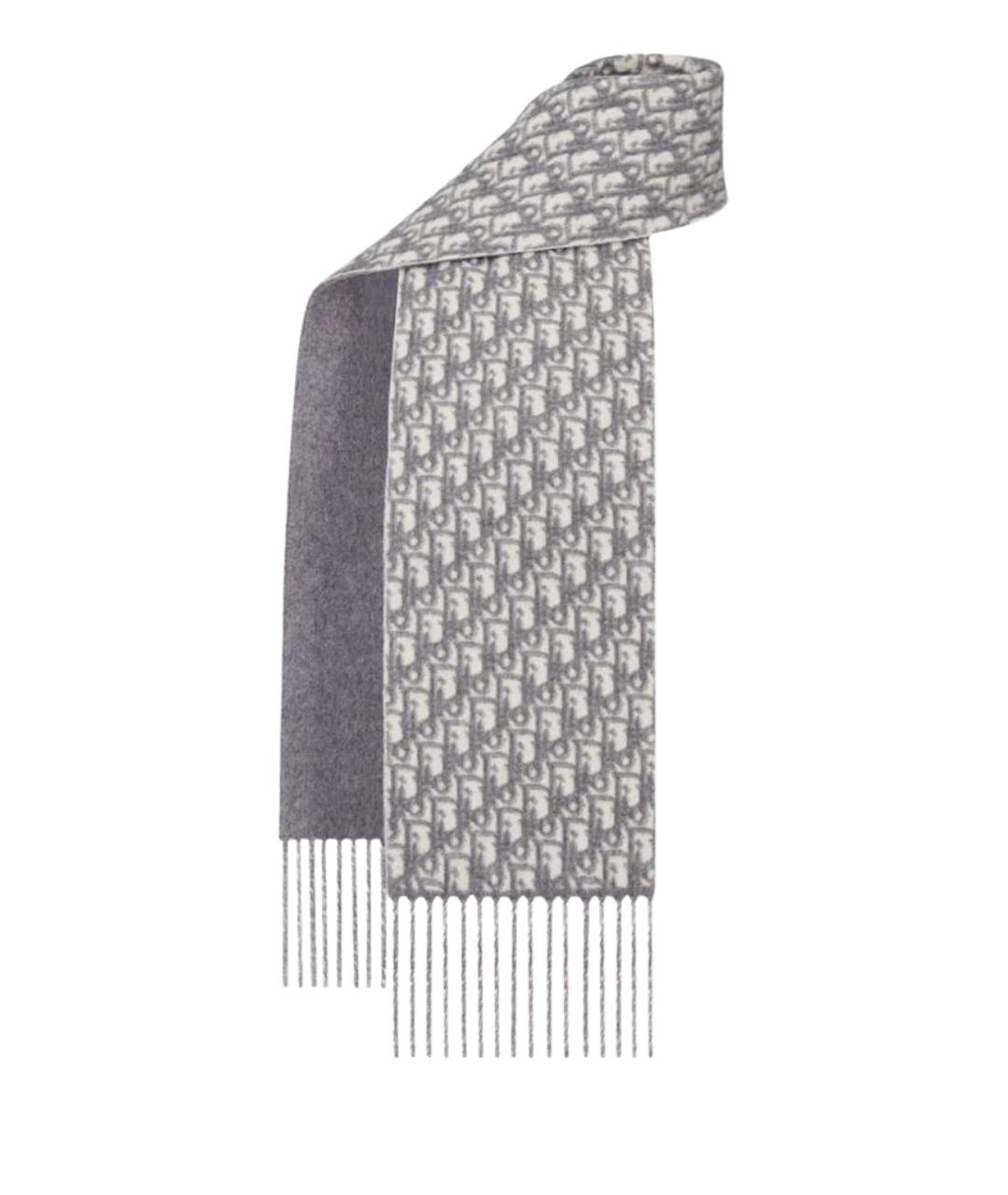 CHRISTIAN DIOR Серый кашемировый шарф, фото 1