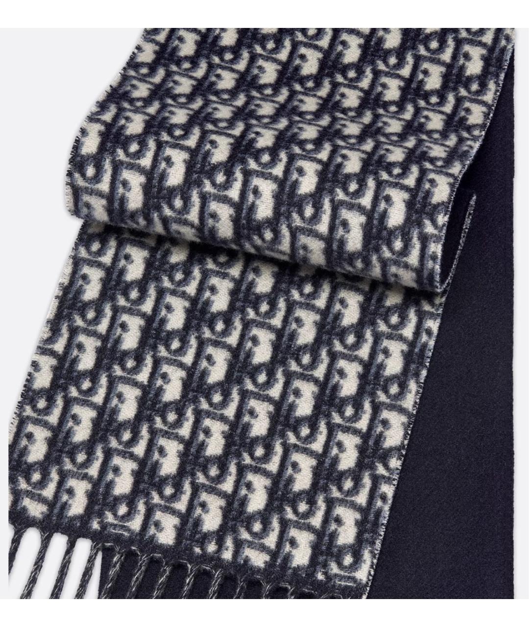 CHRISTIAN DIOR Темно-синий кашемировый шарф, фото 4