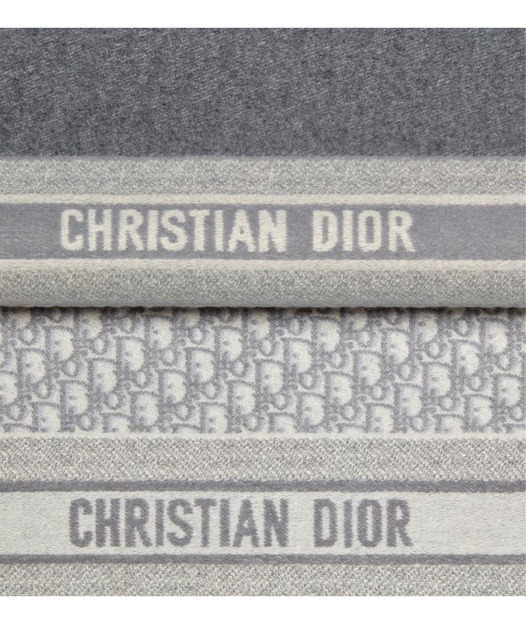 CHRISTIAN DIOR Серый кашемировый шарф, фото 4