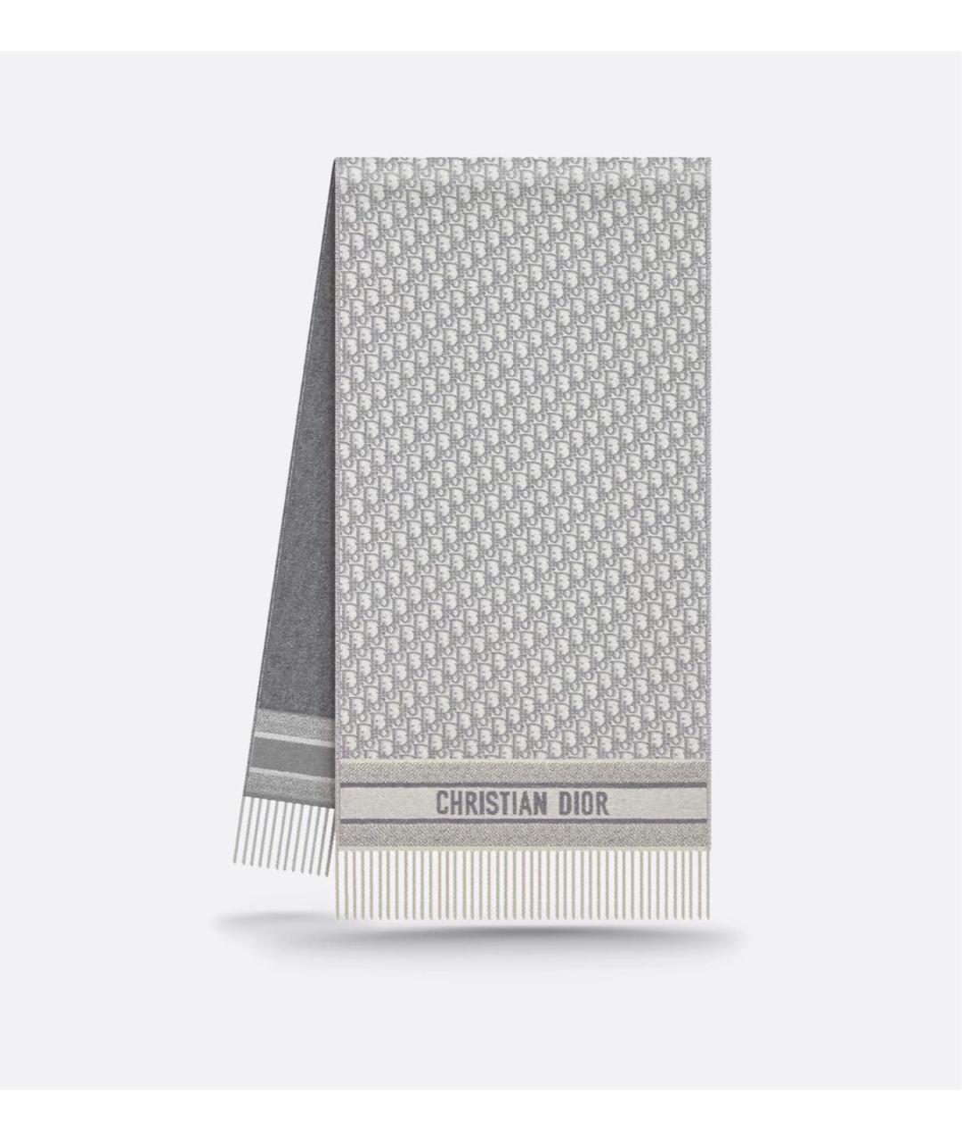 CHRISTIAN DIOR Серый кашемировый шарф, фото 2