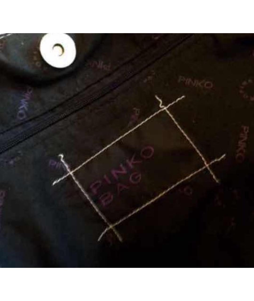 PINKO Серебряная тканевая сумка с короткими ручками, фото 6