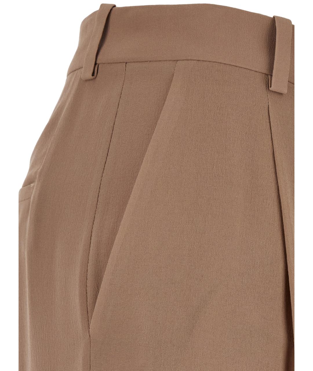 SAINT LAURENT Бежевые шелковые прямые брюки, фото 3
