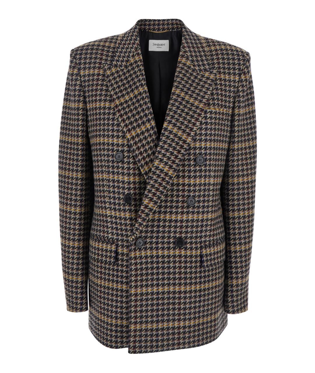 SAINT LAURENT Коричневый шерстяной жакет/пиджак, фото 1