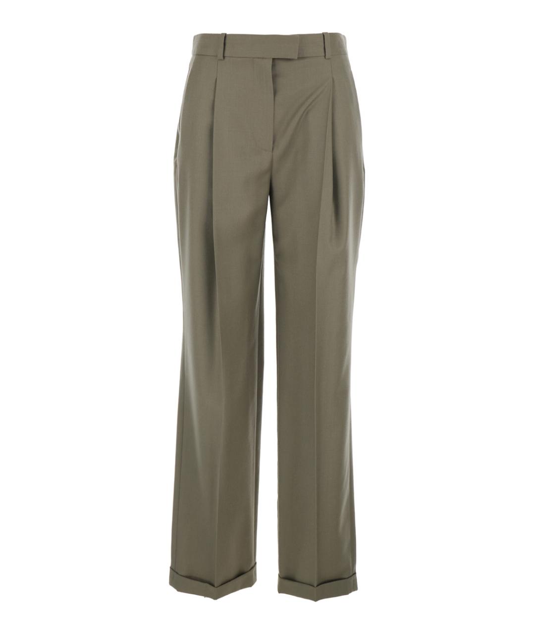 THE ROW Зеленые шерстяные прямые брюки, фото 1