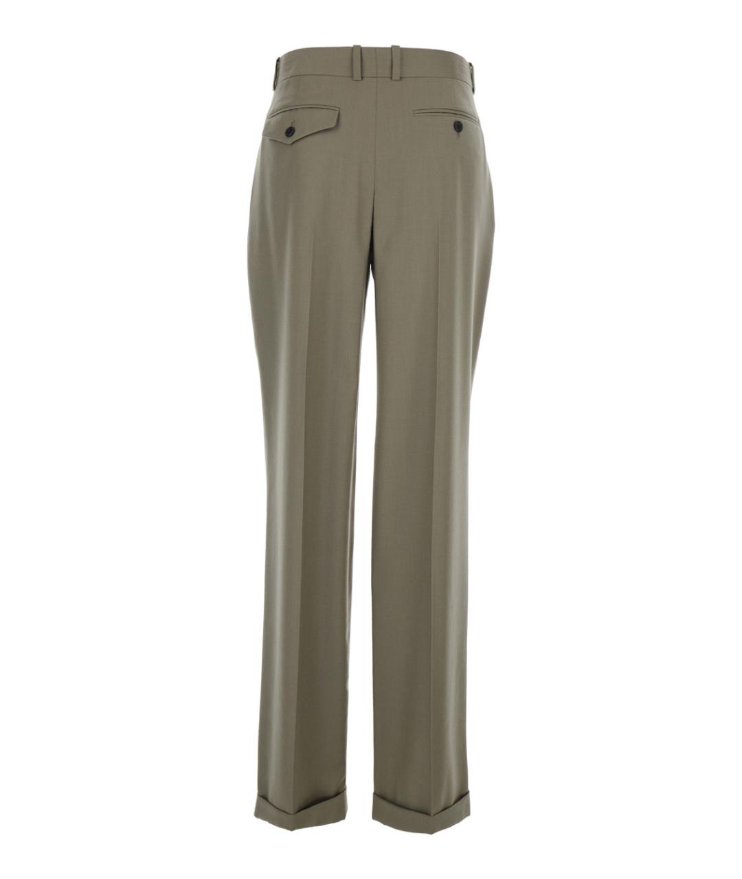 THE ROW Зеленые шерстяные прямые брюки, фото 2