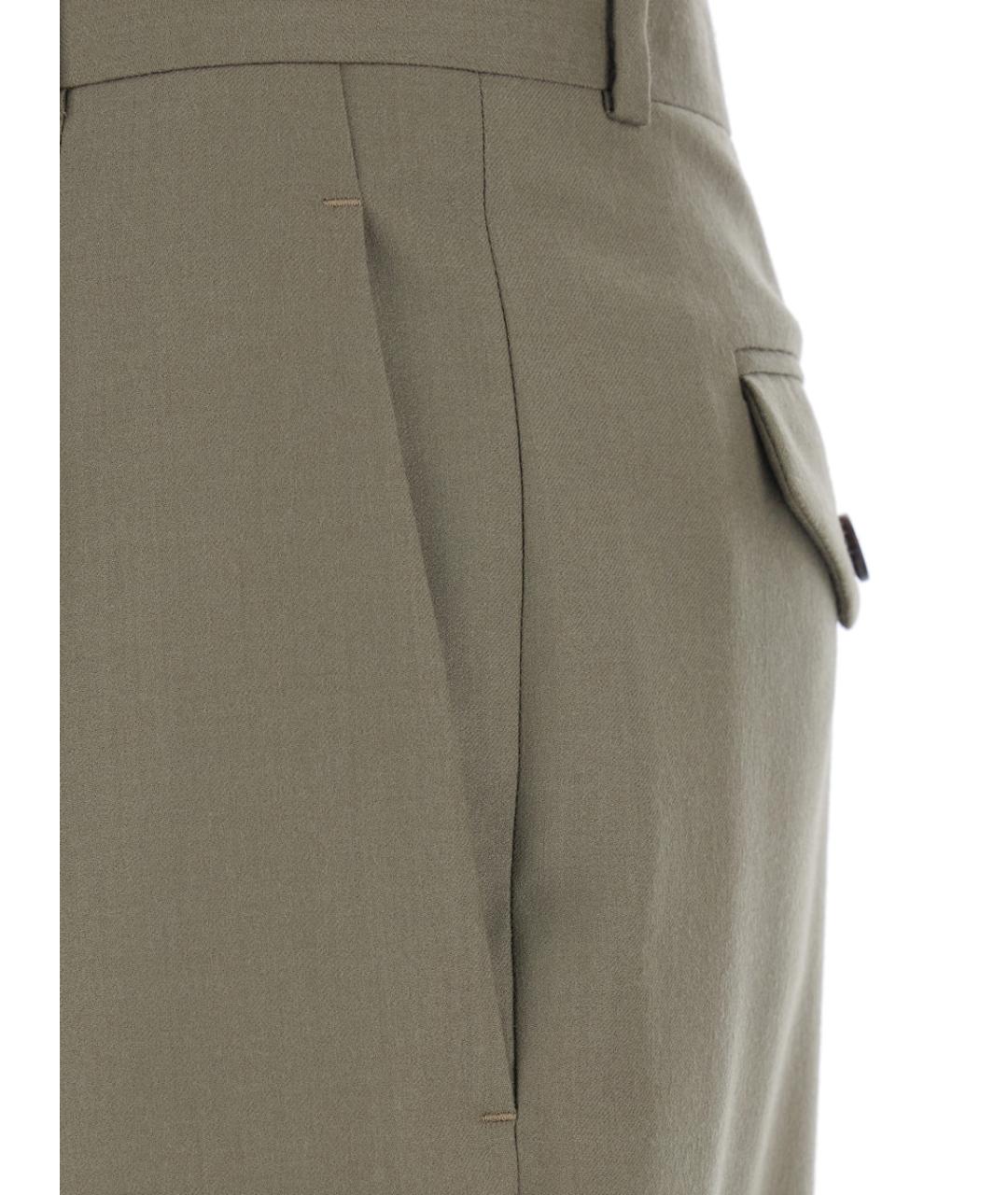 THE ROW Зеленые шерстяные прямые брюки, фото 3