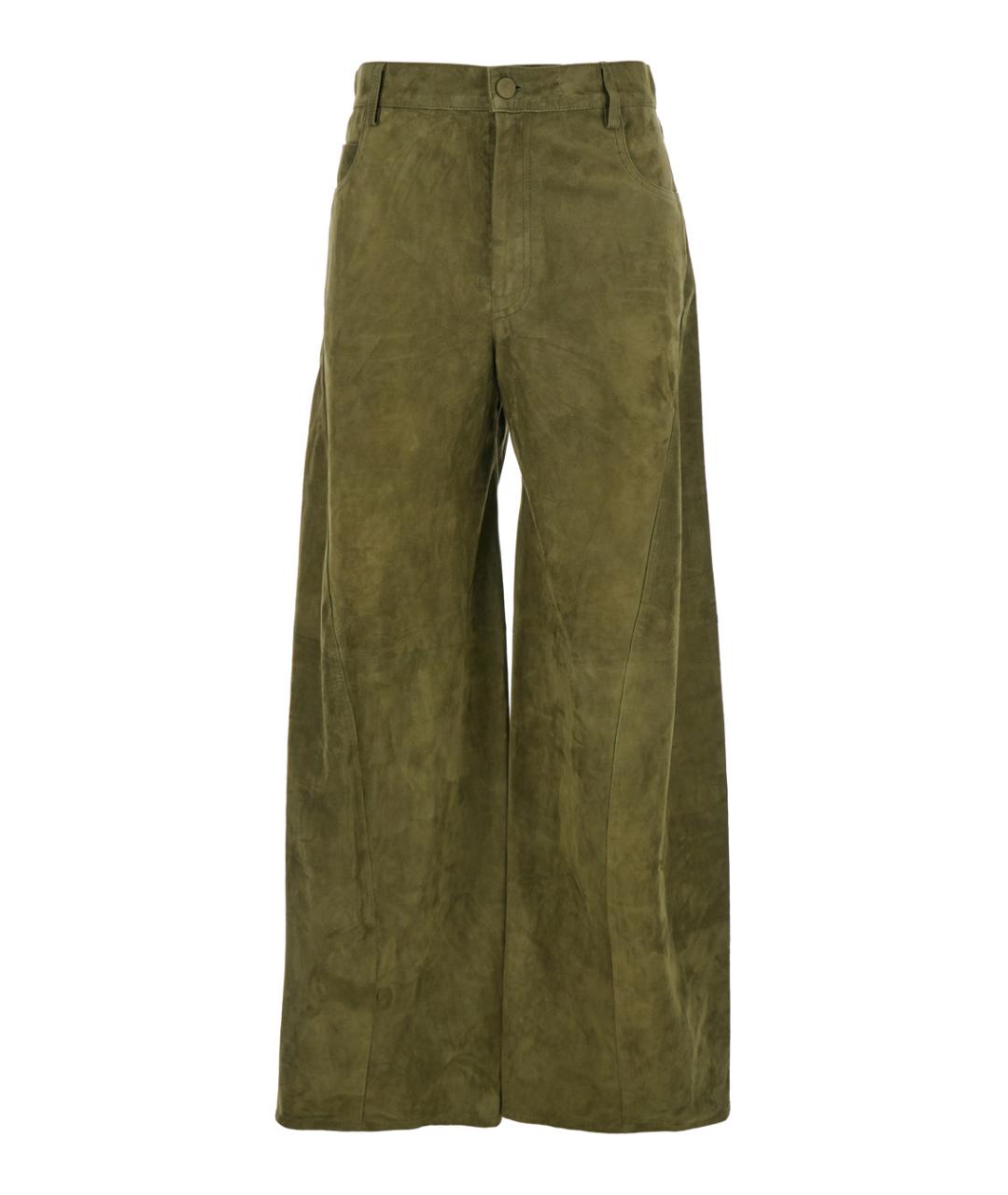 MARNI Зеленые замшевые прямые брюки, фото 1