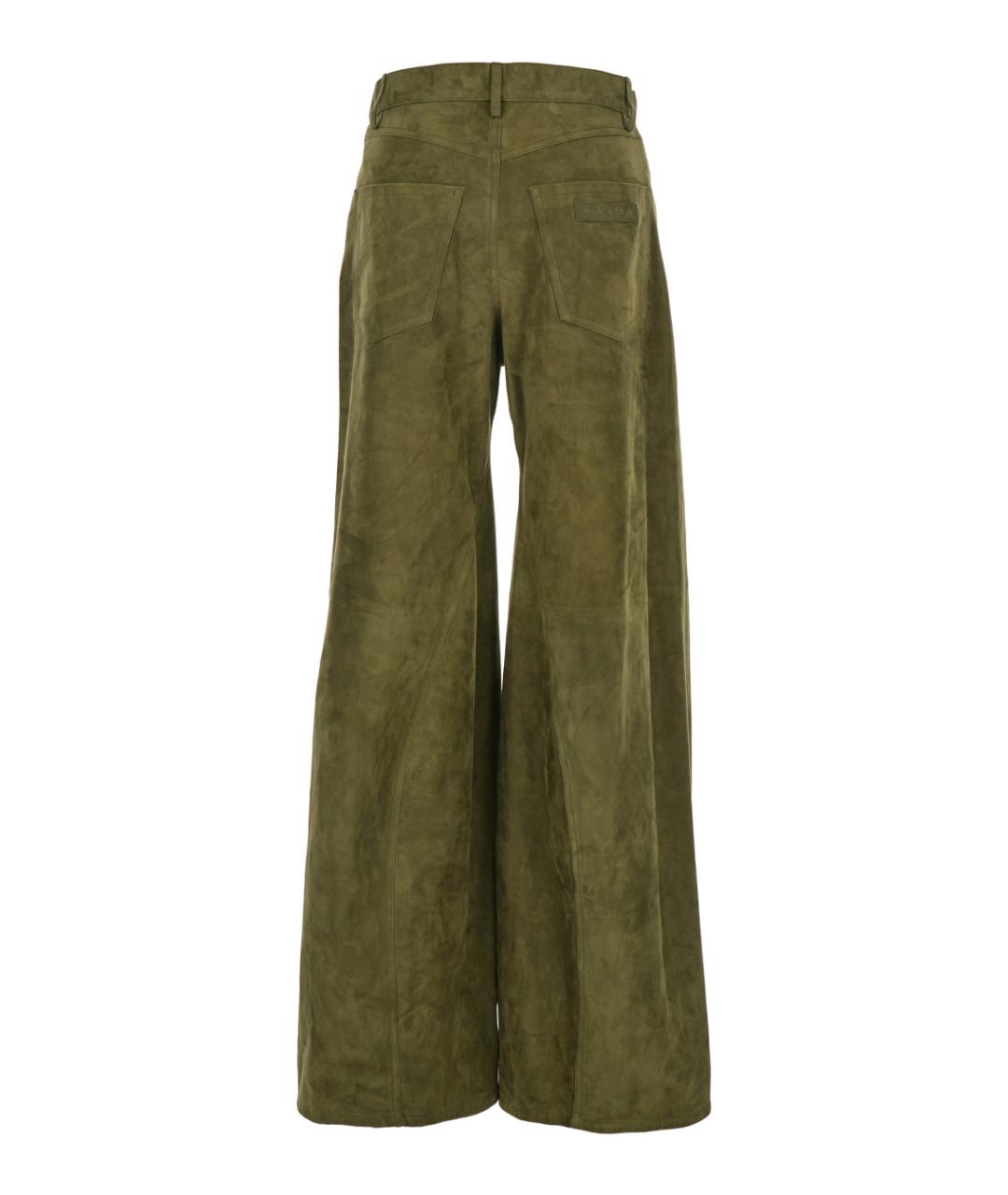 MARNI Зеленые замшевые прямые брюки, фото 2