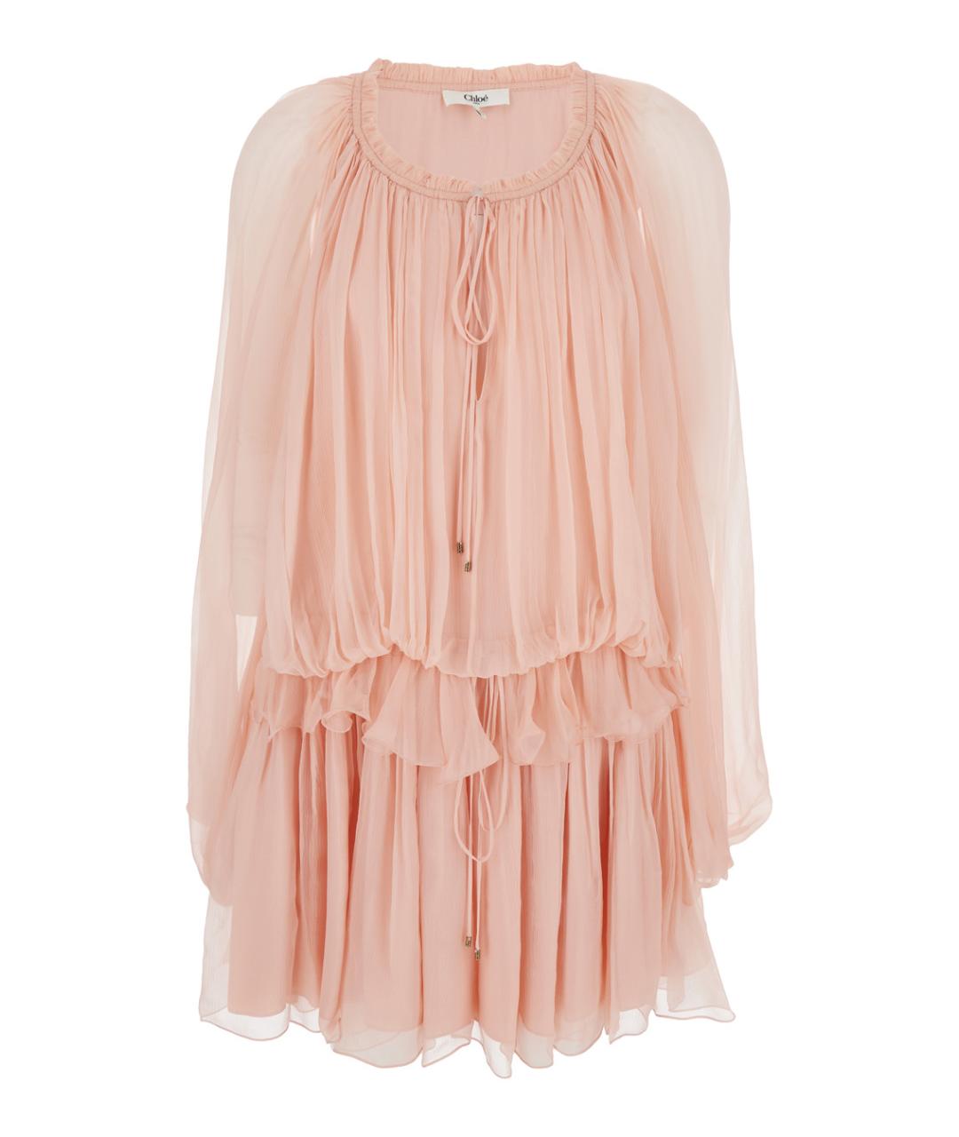 CHLOE Розовое шелковое повседневное платье, фото 1