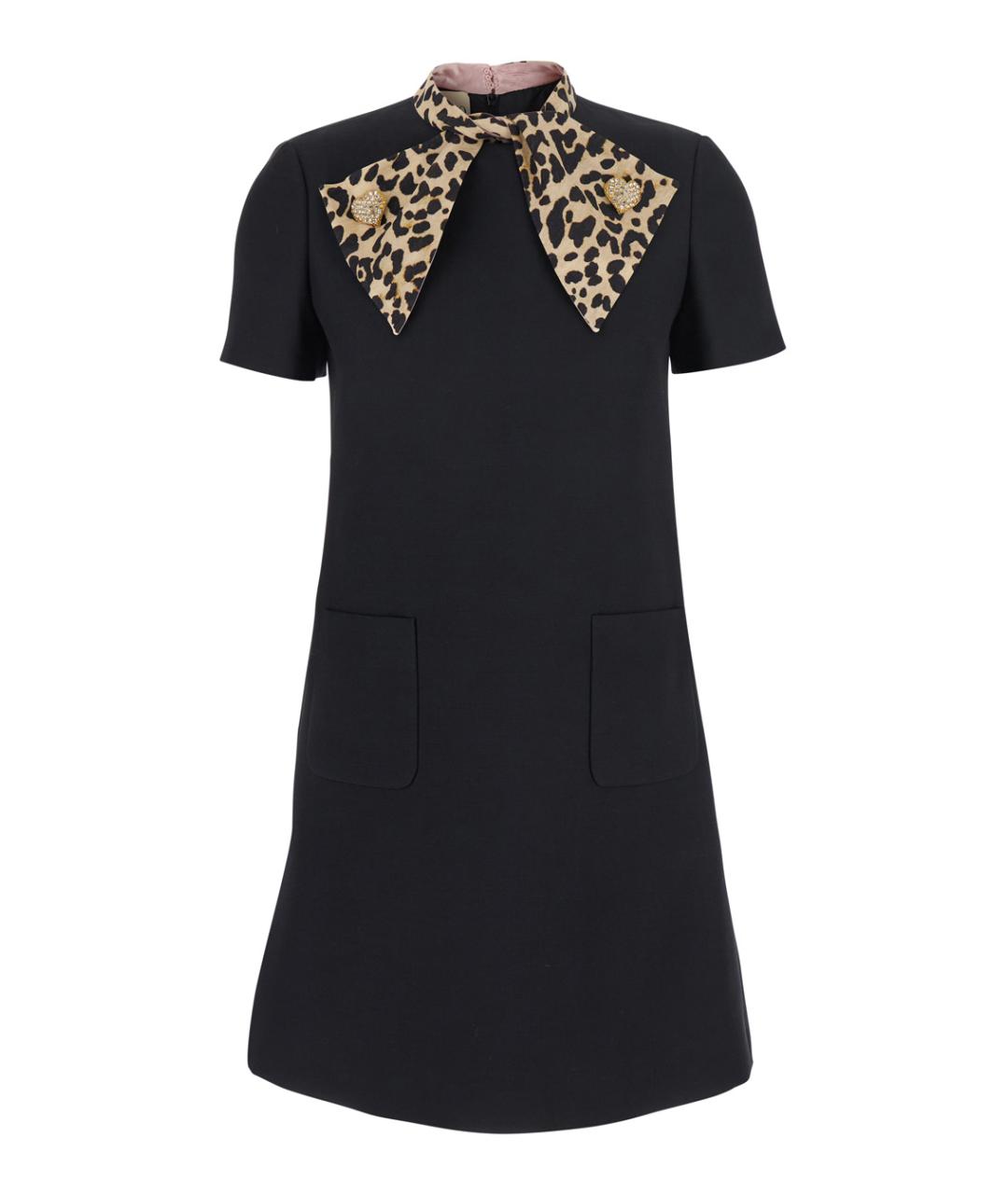 VALENTINO Черное шерстяное повседневное платье, фото 1