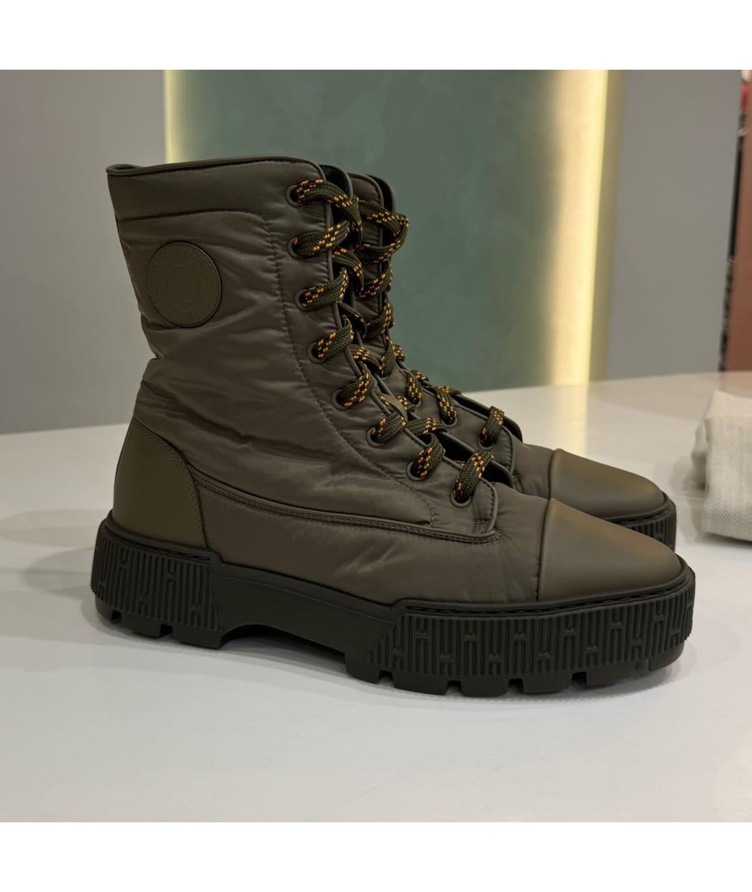 HERMES Хаки синтетические ботинки, фото 2