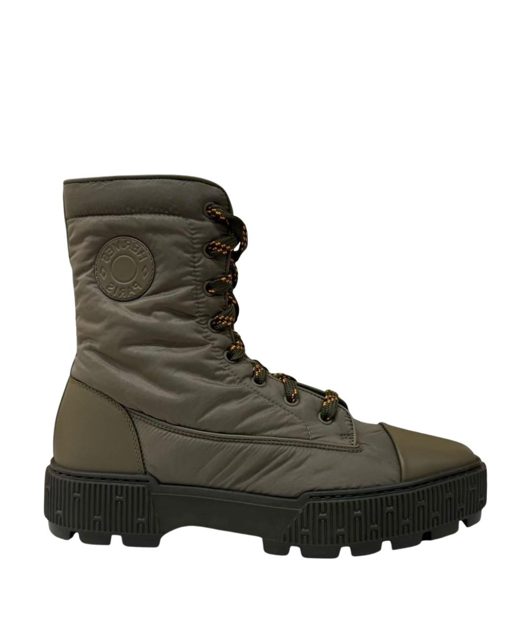 HERMES Хаки синтетические ботинки, фото 1