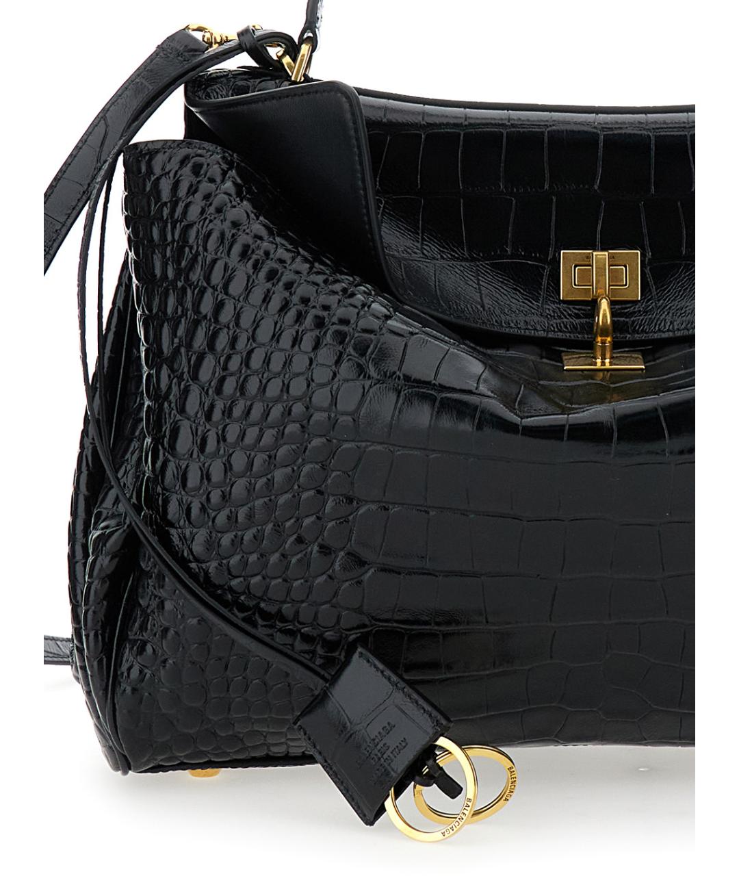 BALENCIAGA Черная кожаная сумка тоут, фото 3